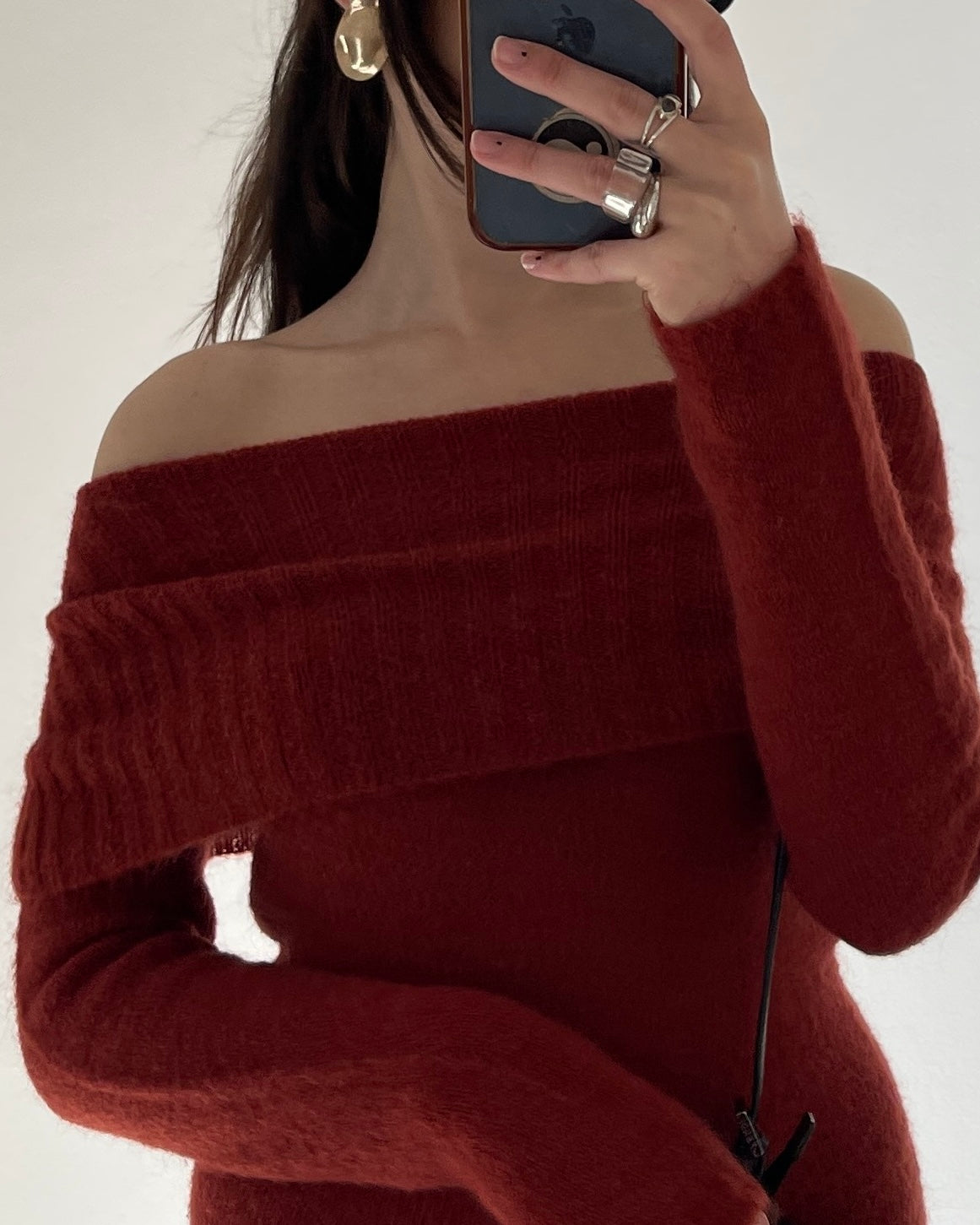 Knit dress with lace volants