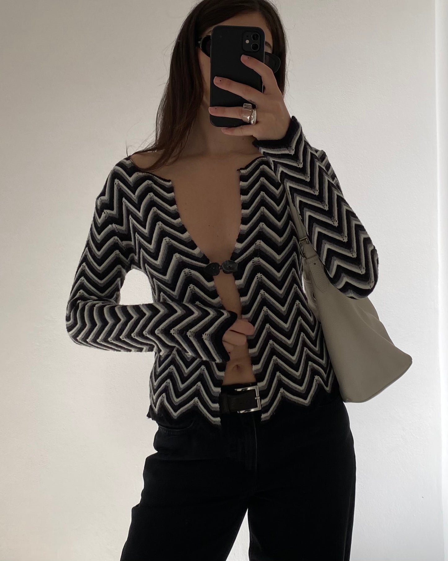 Striped knit cardigan