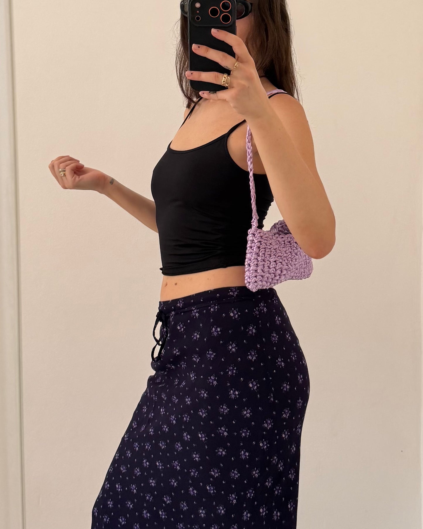 00s ditsy floral longuette skirt