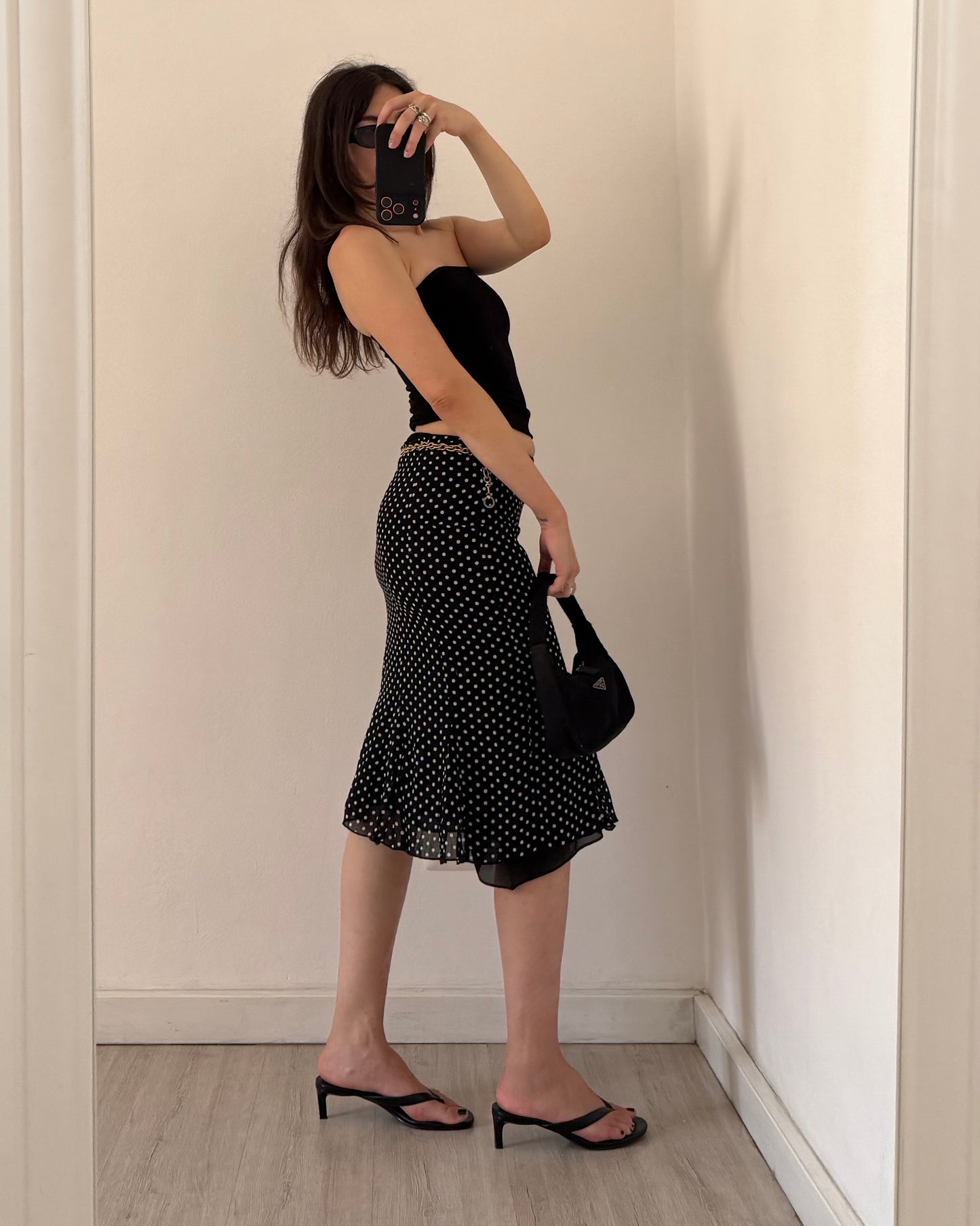 Polka dot midi skirt