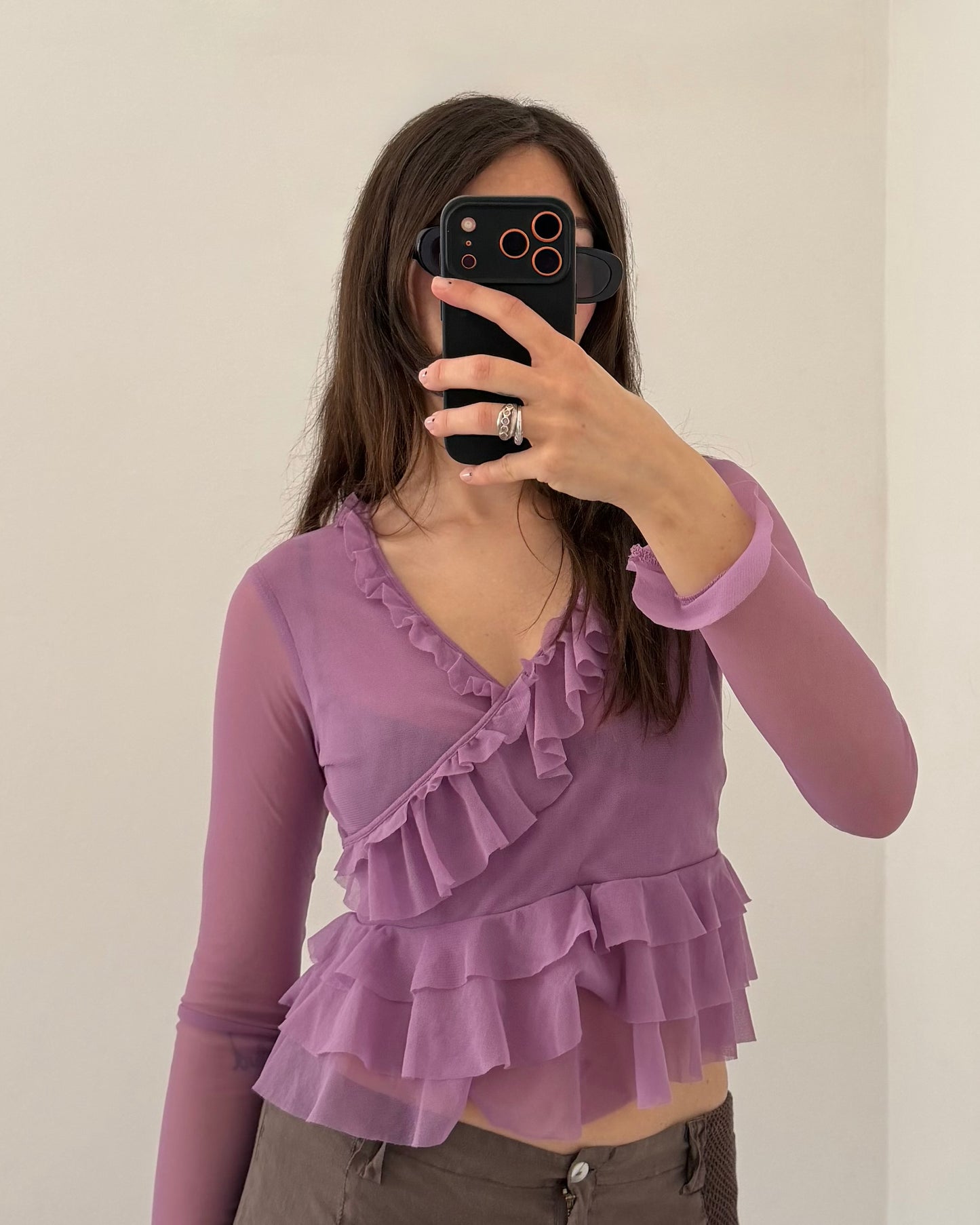 Sheer ruffle top