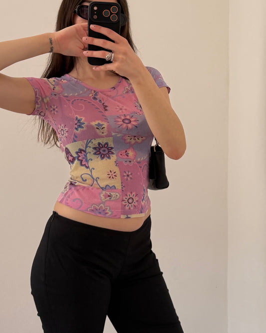 00s sheer printed top