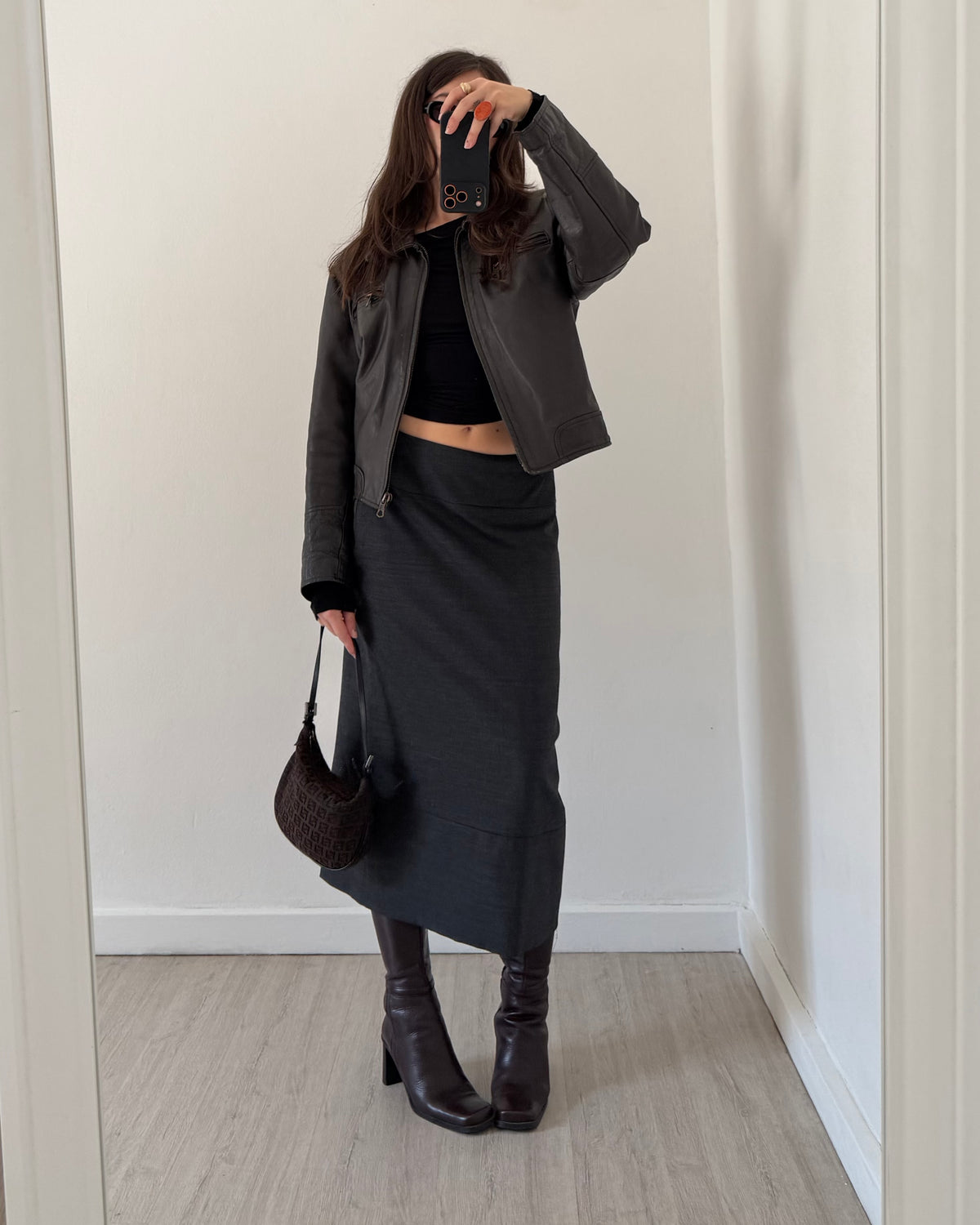 90s brown leather bomber jacket
