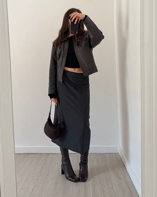 90s brown leather bomber jacket