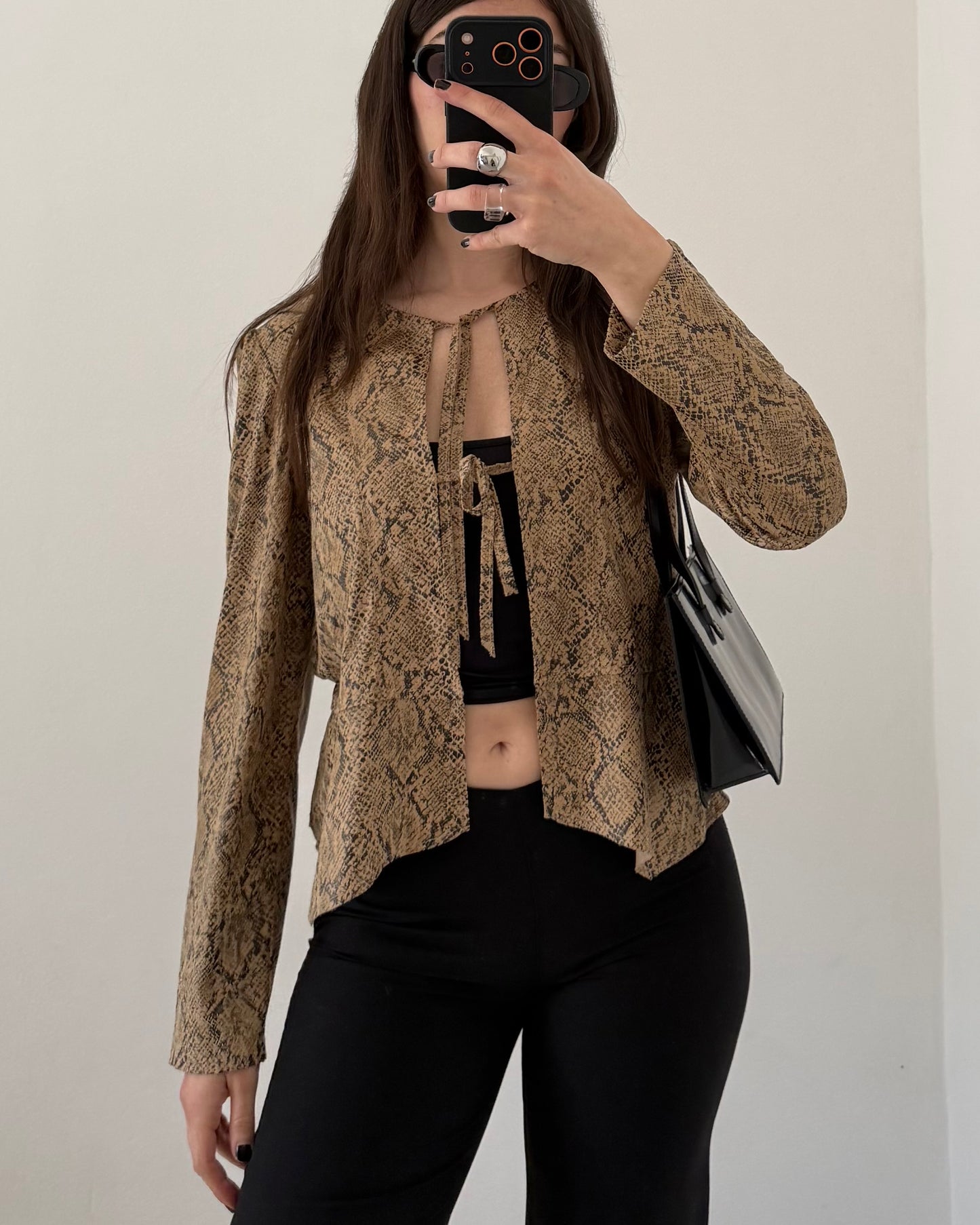 Snakeskin jacket with ties