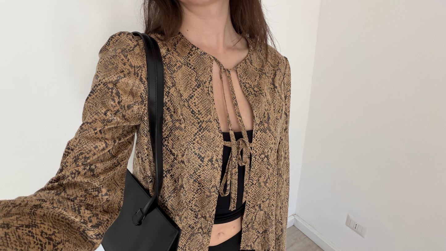 Snakeskin jacket with ties