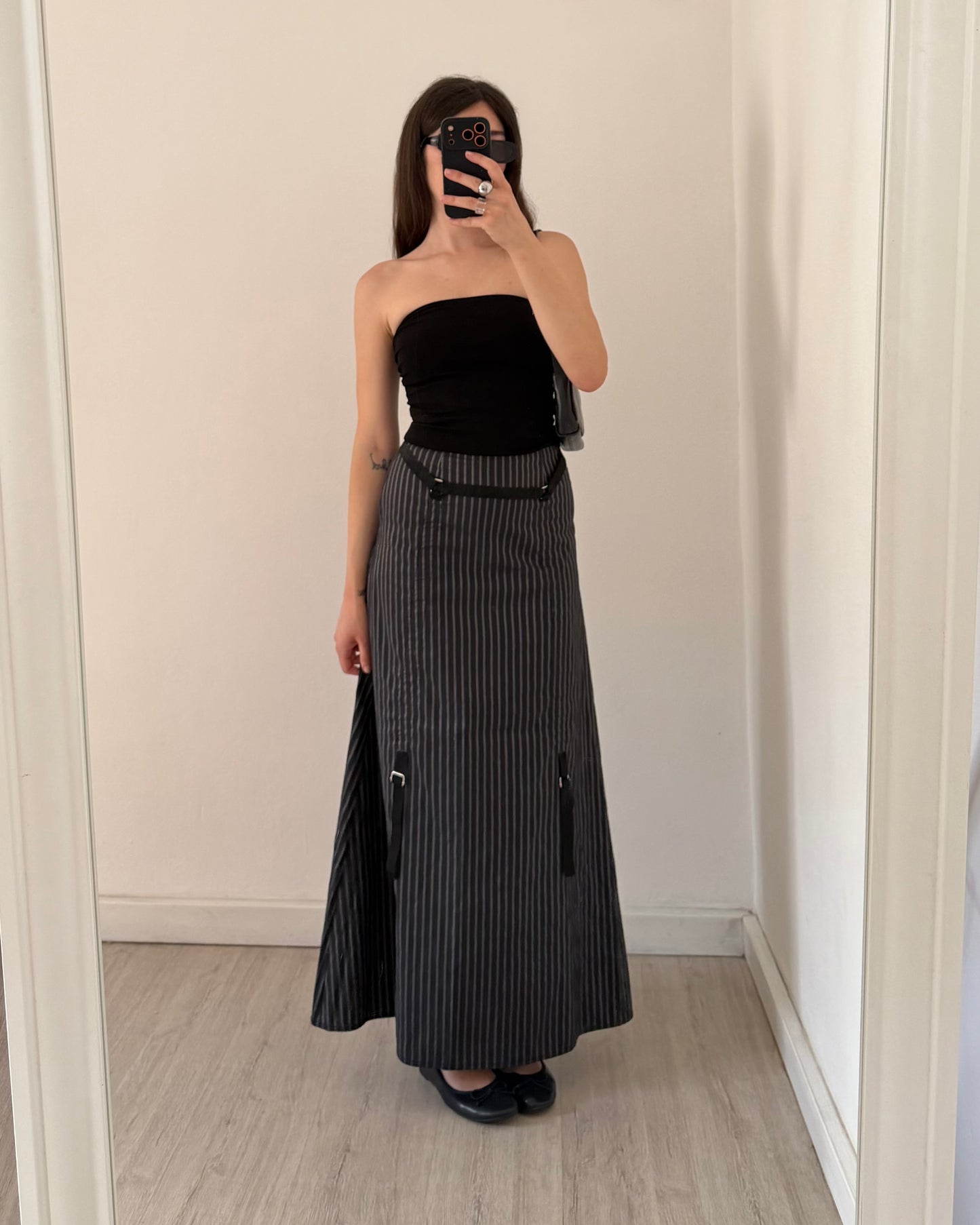y2k pinstripe maxi skirt