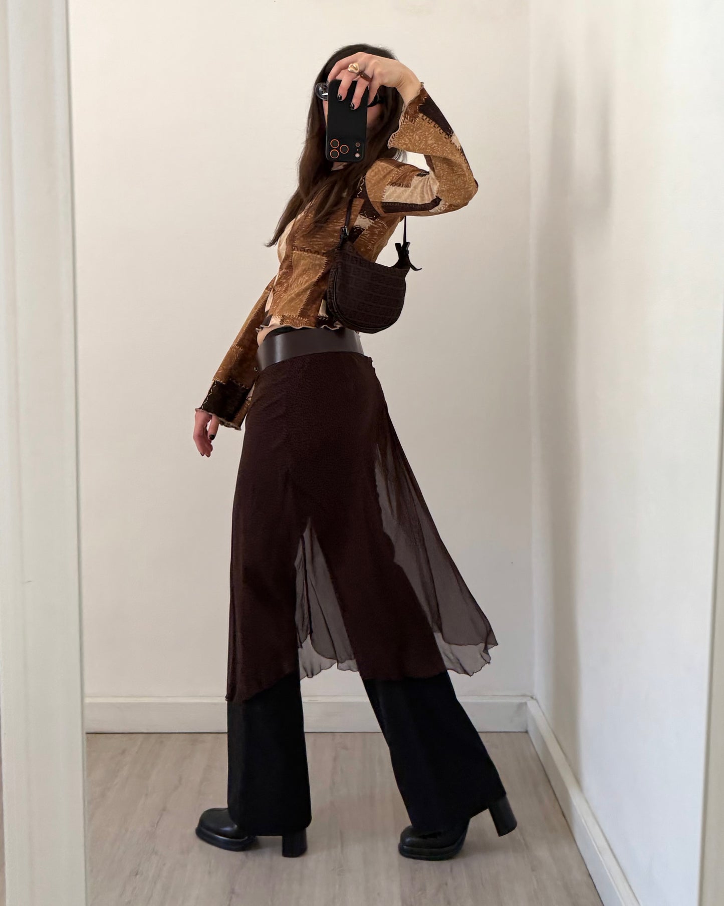 Patchwork micro mesh top