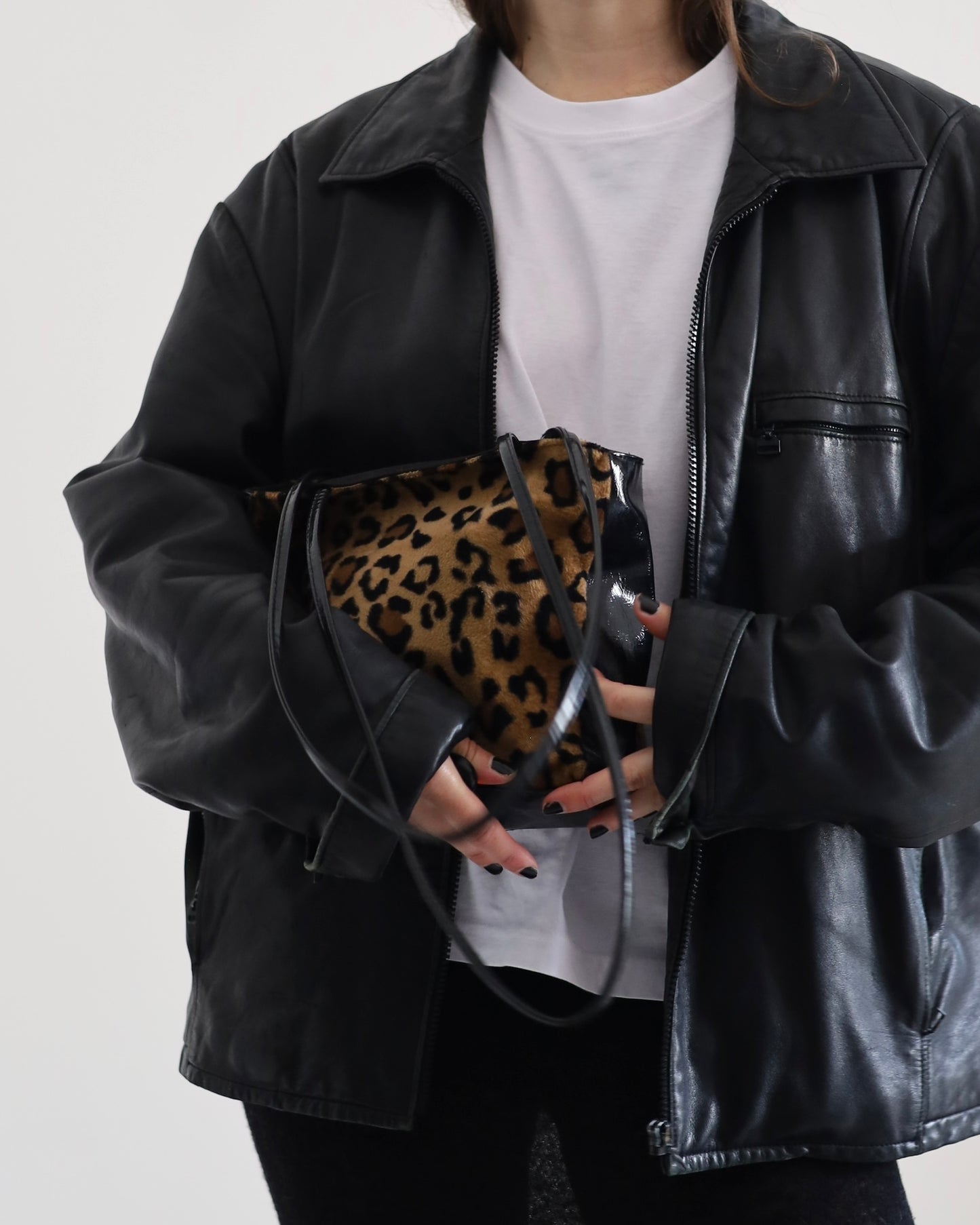 Y2k leopard fur bag