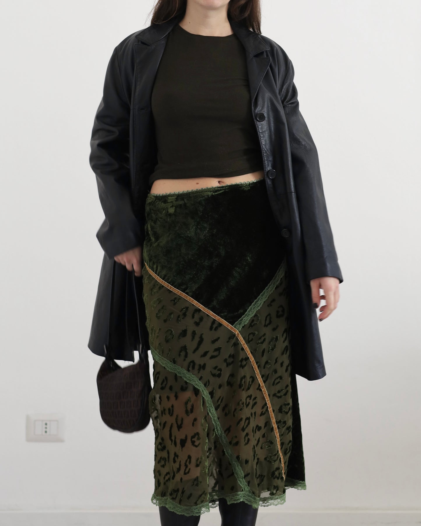 Velvet sheer midi skirt lo