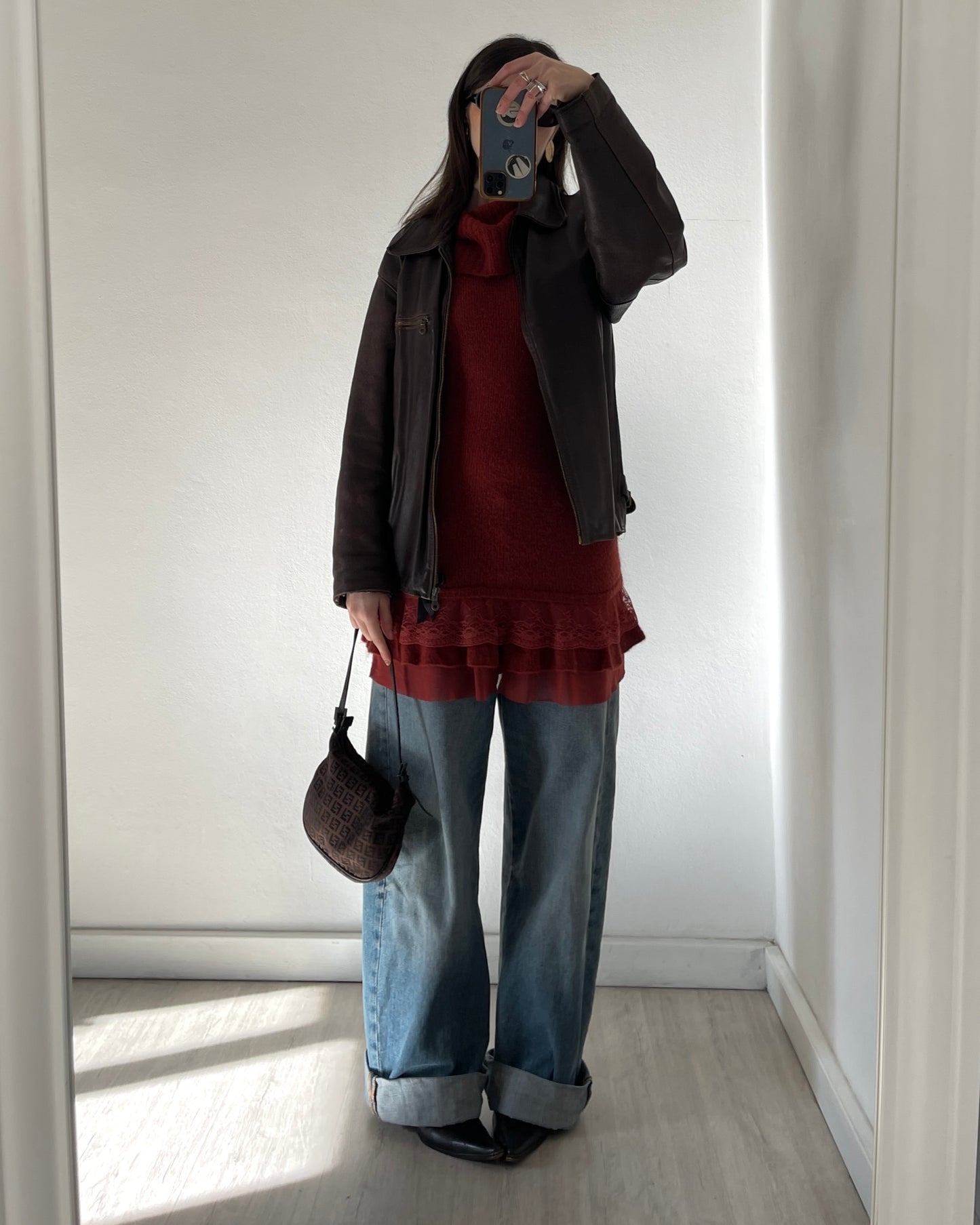 Knit dress with lace volants