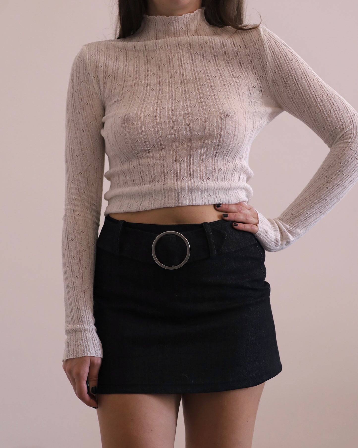 Belted mini skirt