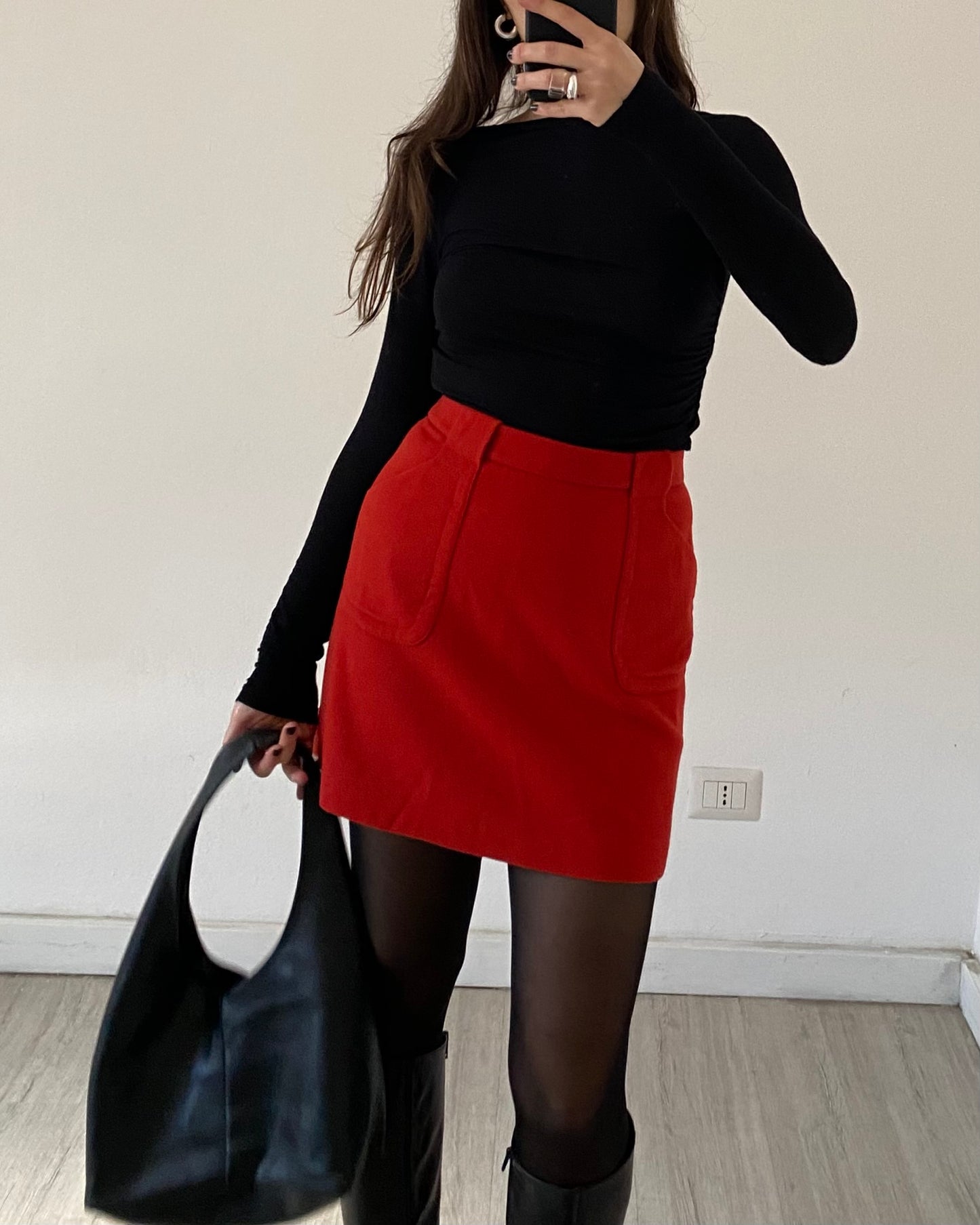 Red wool skirt