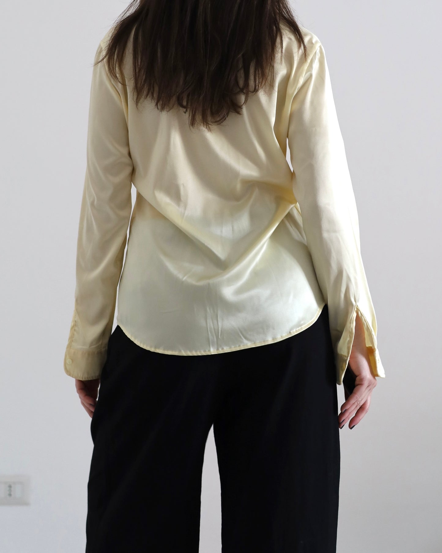 Butter yellow satin shirt