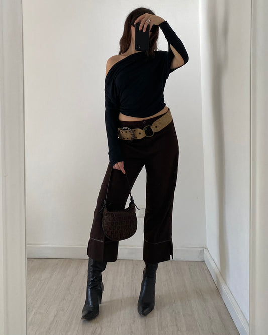 00s brown capri trousers