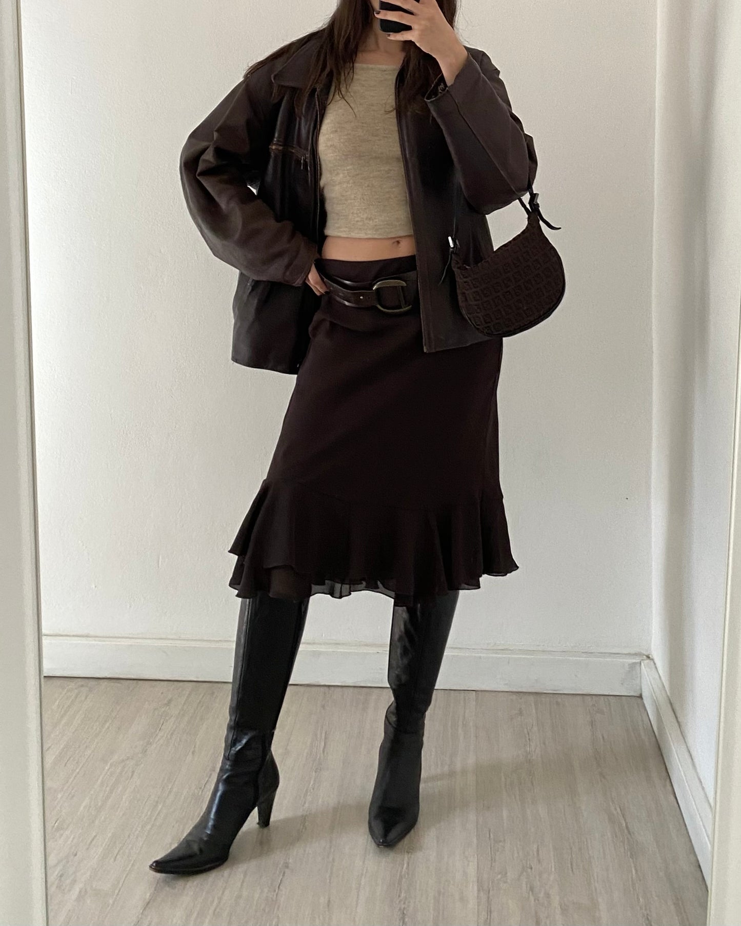 Brown midi skirt