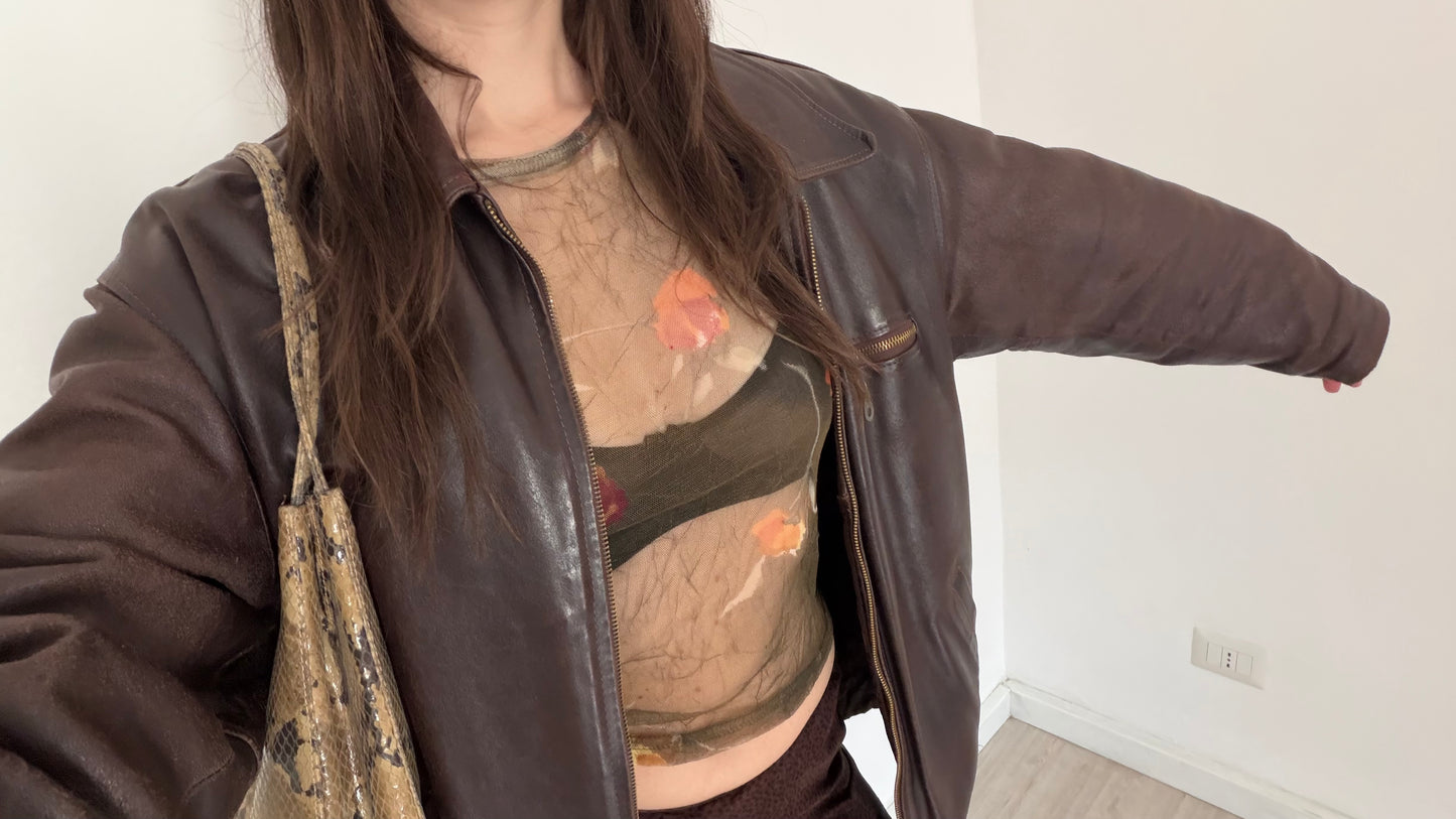 Micro mesh sheer top