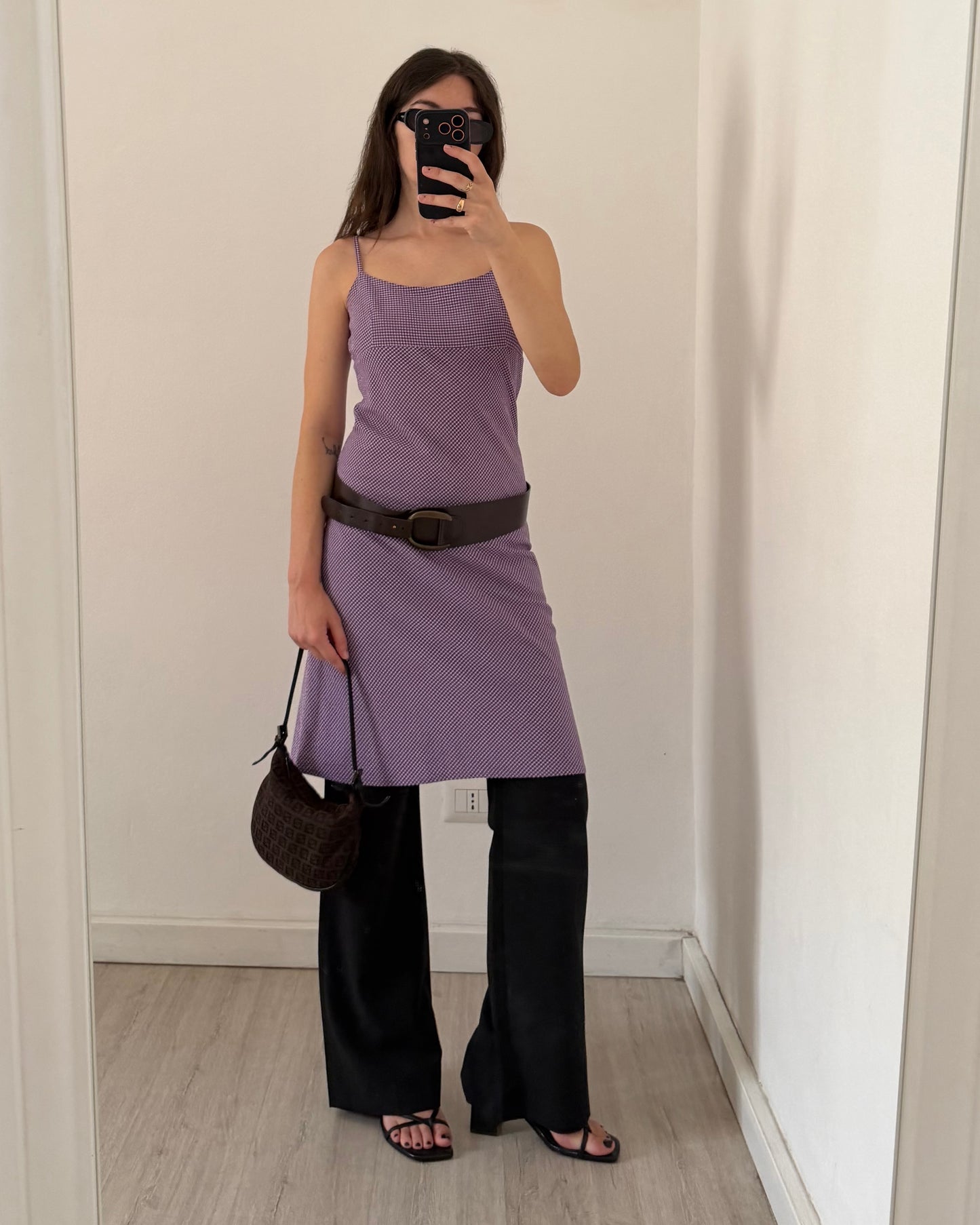 00s gingham midi dress