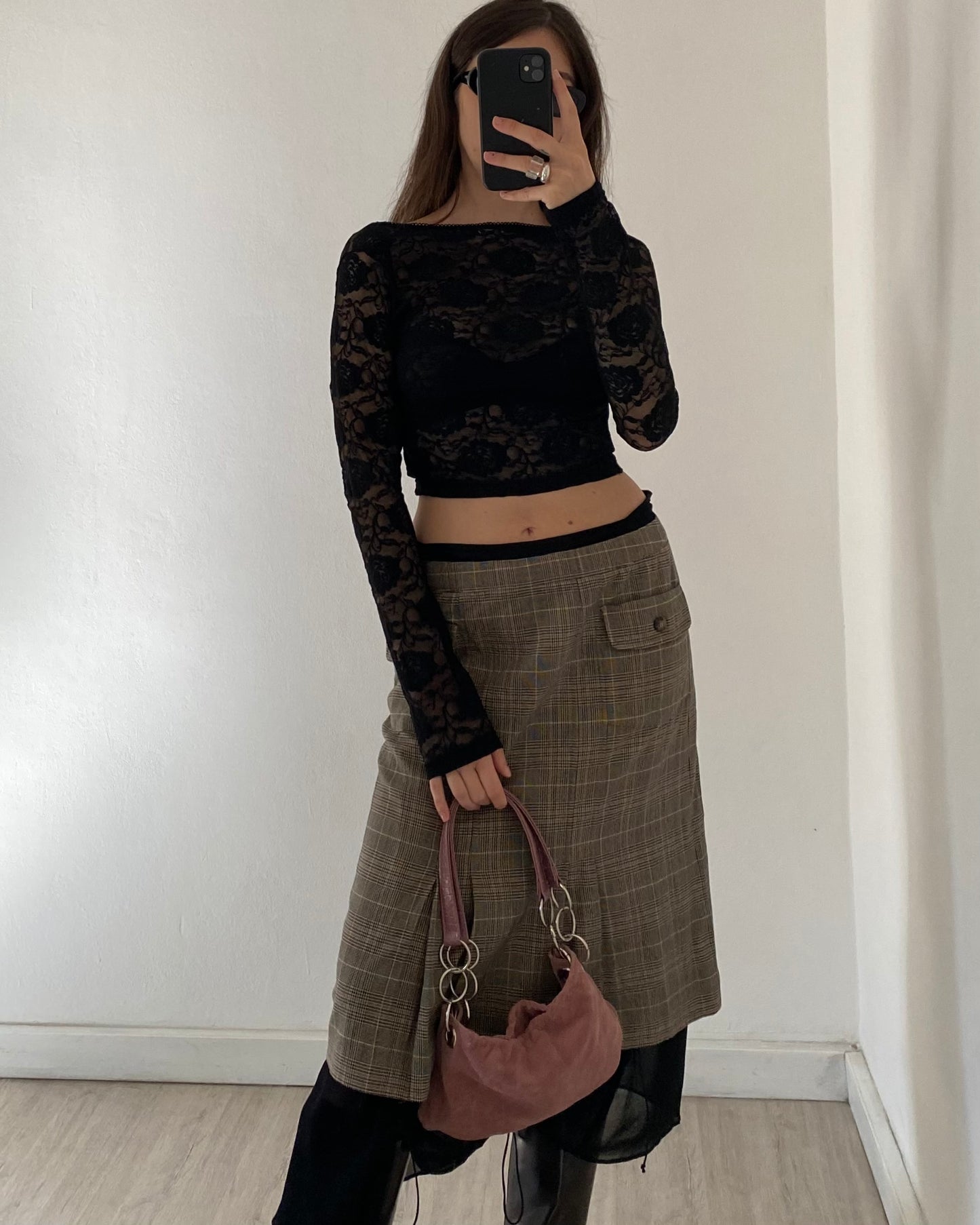 Max Mara check midi skirt