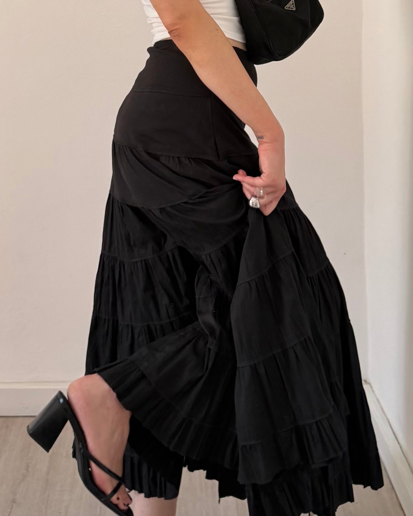 Cotton tiered maxi skirt