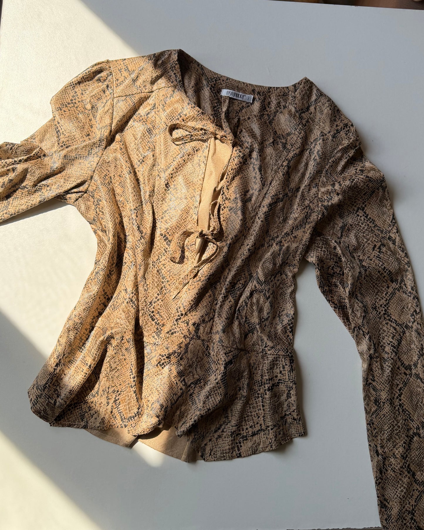Snakeskin jacket with ties