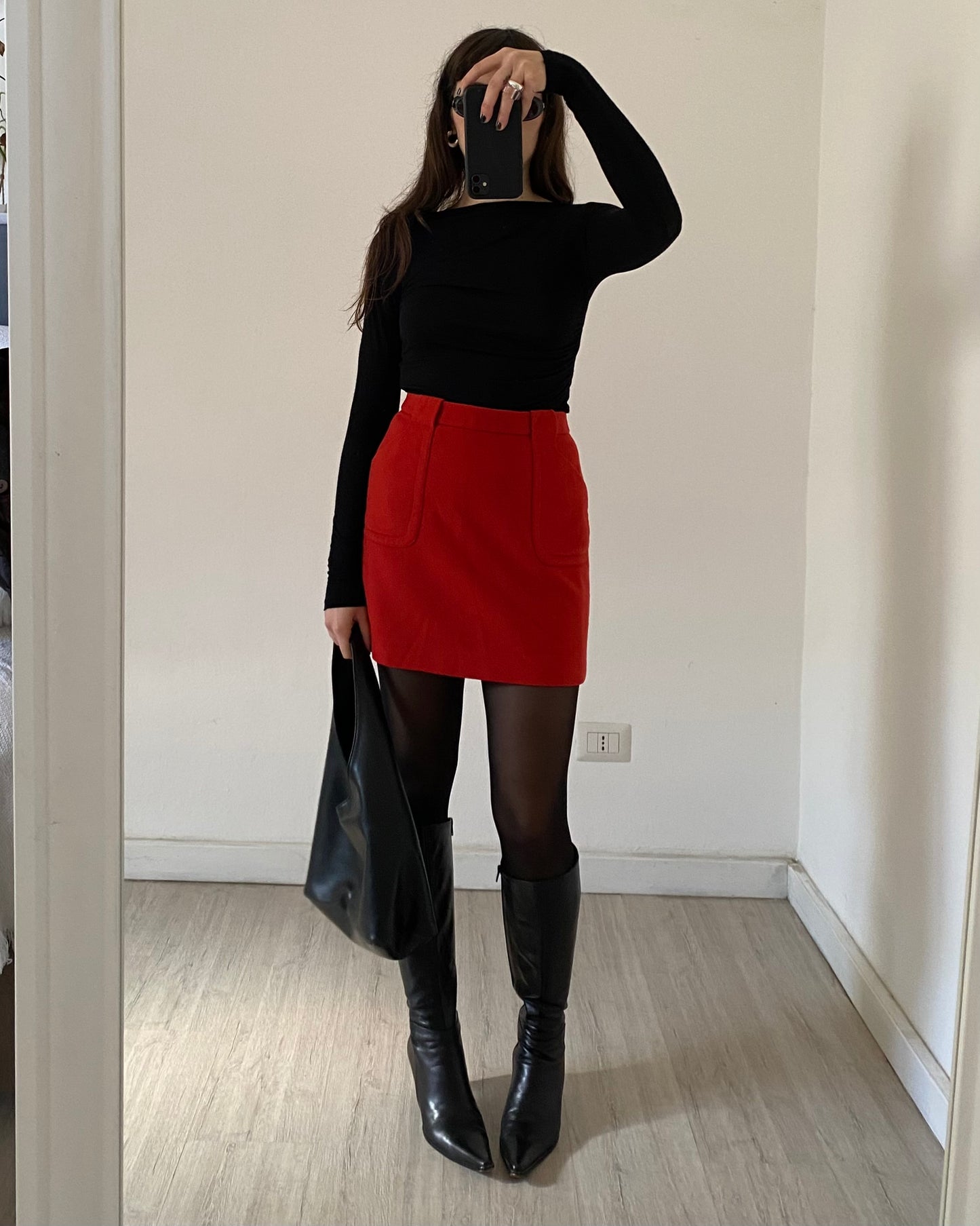 Red wool skirt