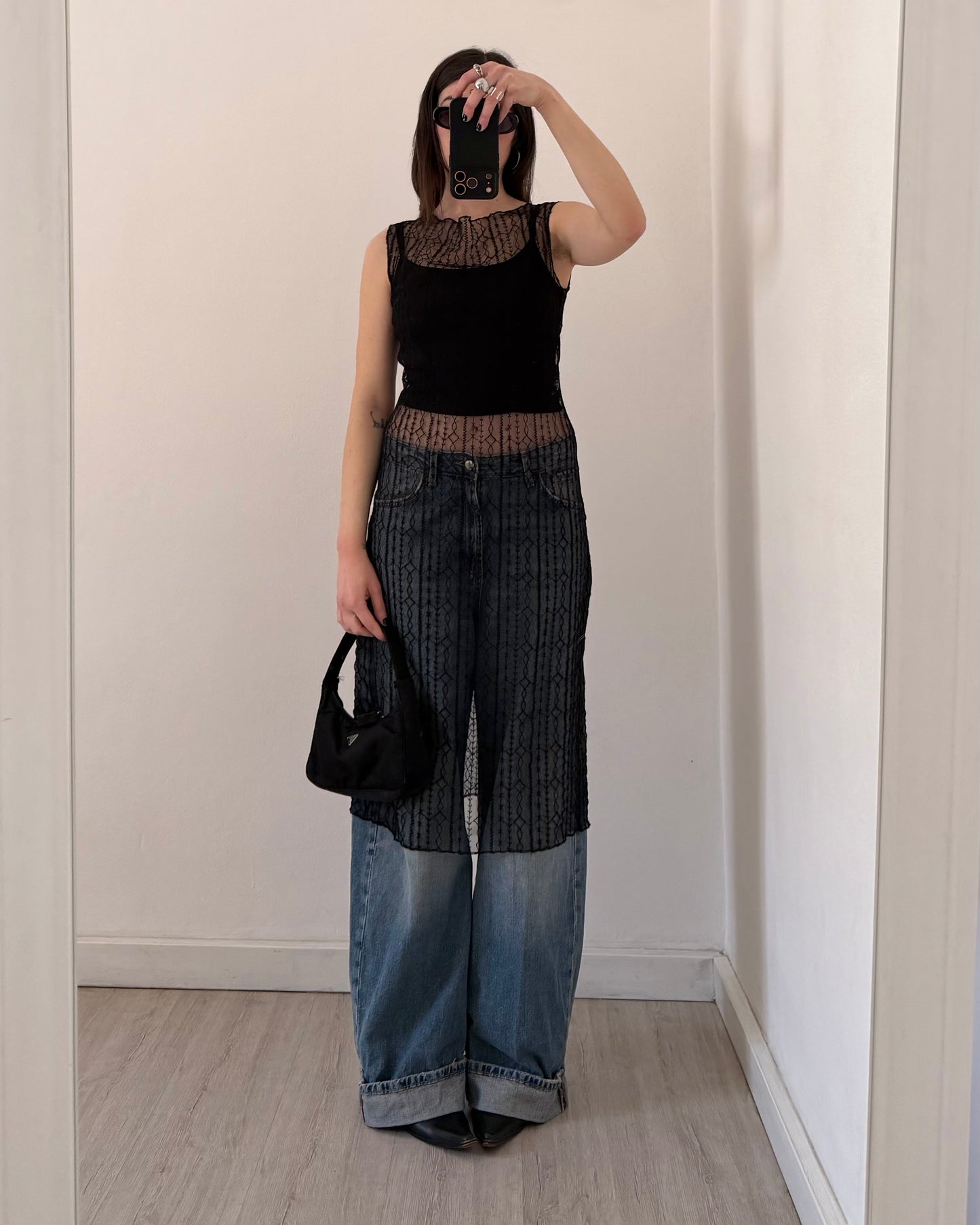 Black sheer midi dress