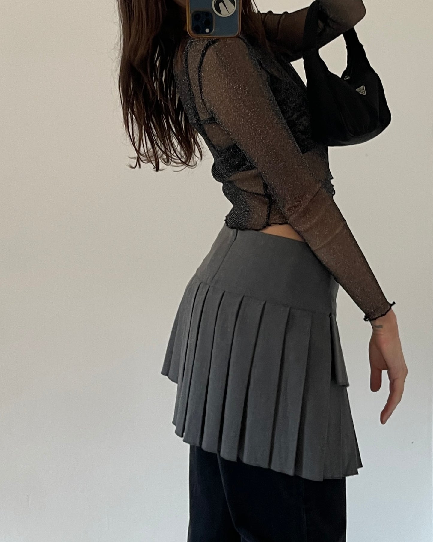 Sheer micro mesh glitter top