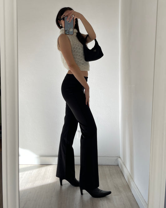 Satin bootcut trousers