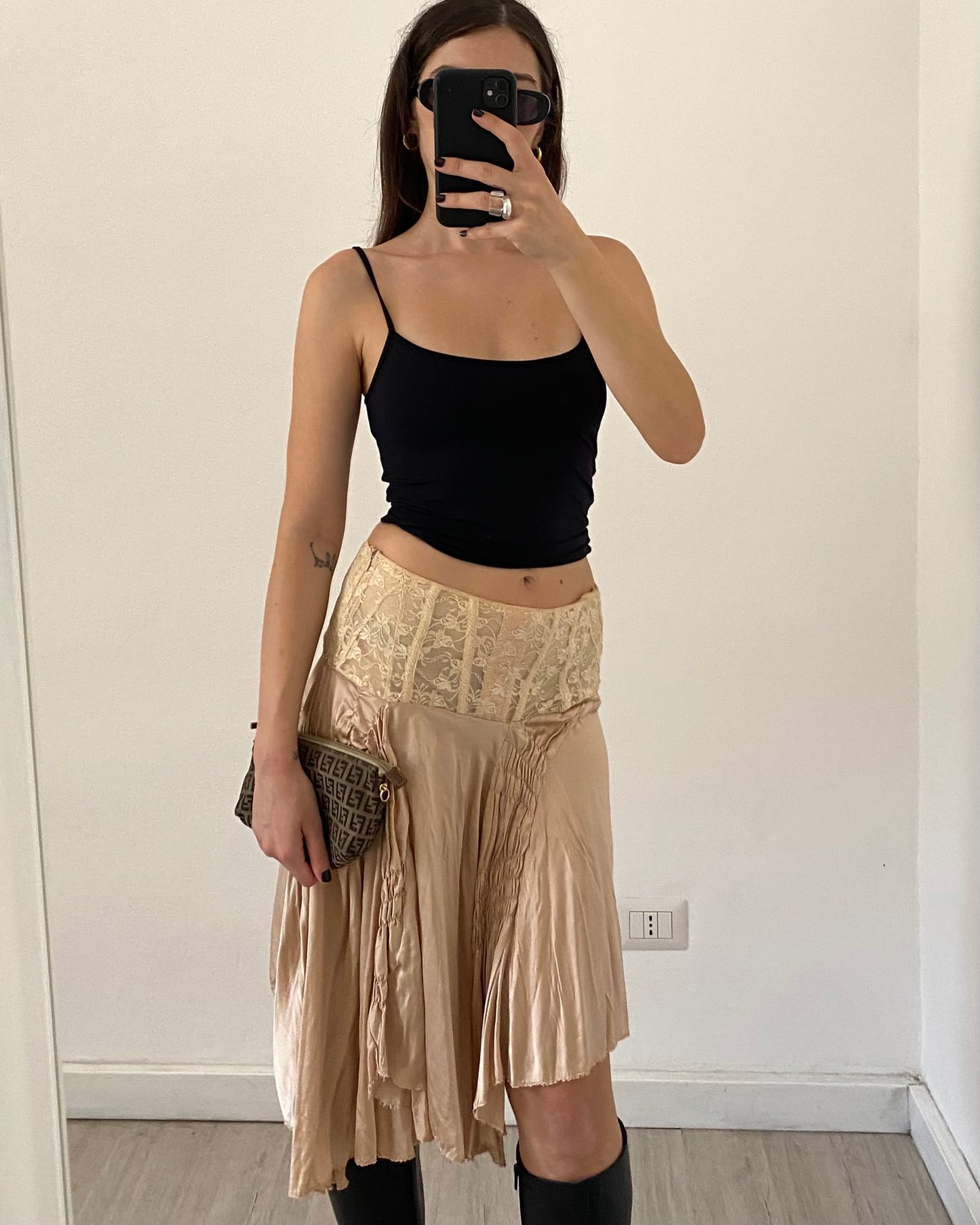 Silk draped skirt
