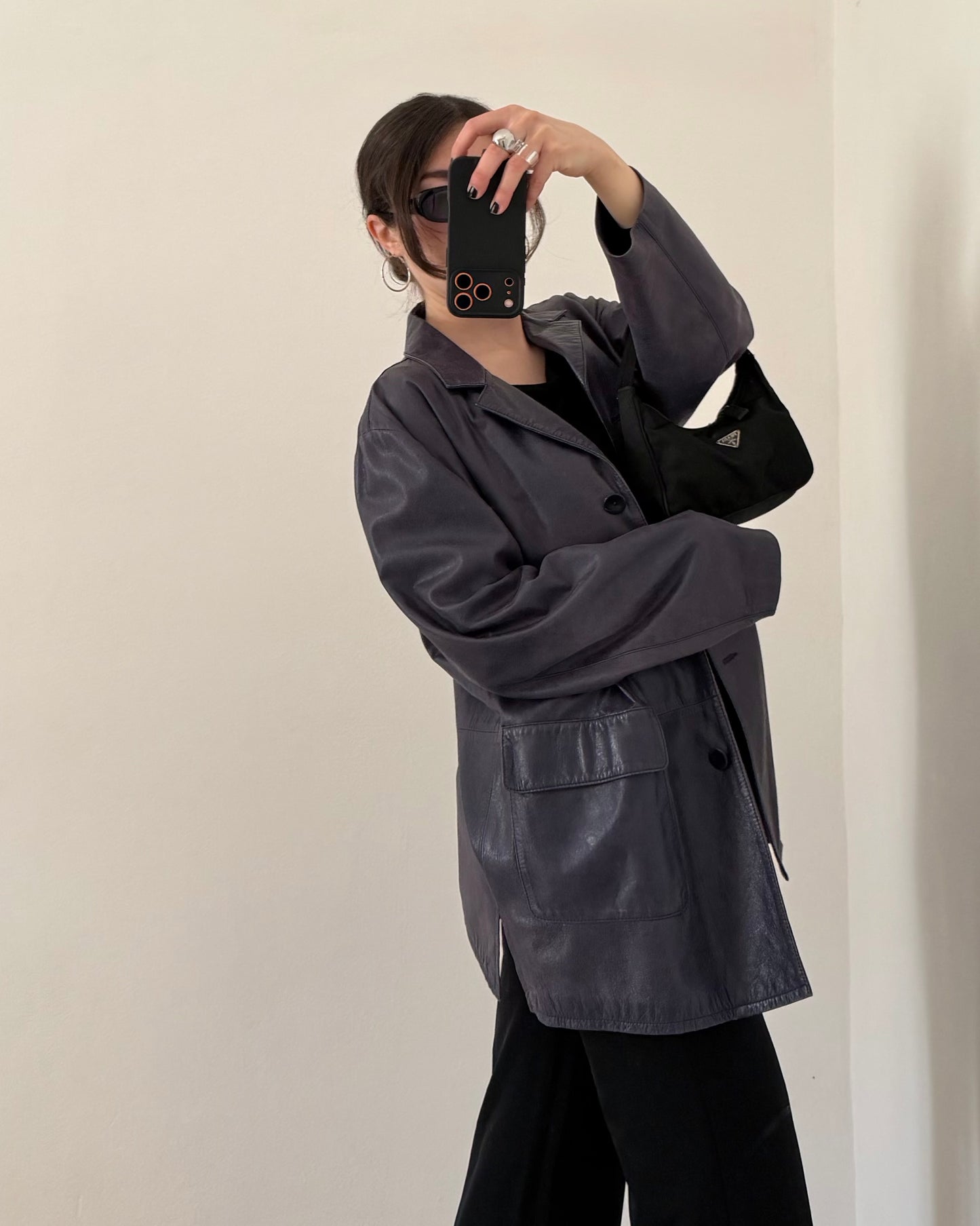 Midnight blue leather jacket