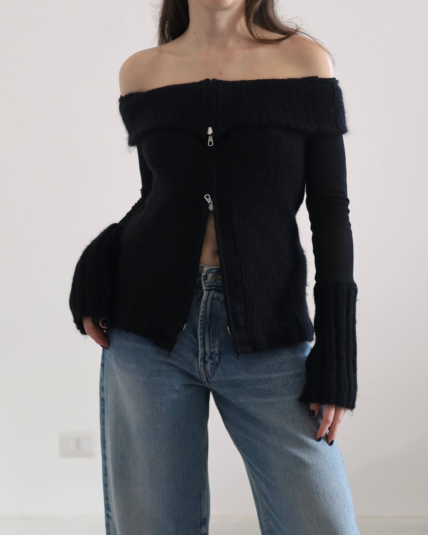 Double zip knit top