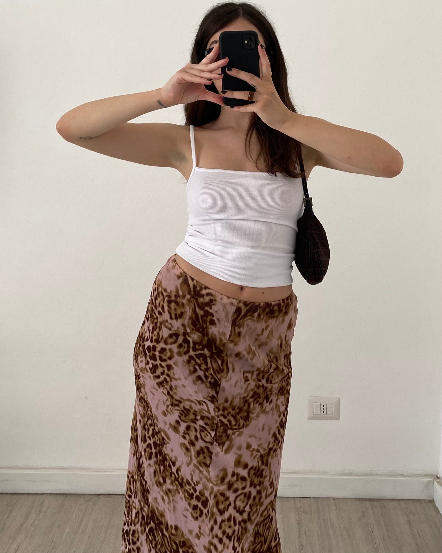 Leopard print long skirt