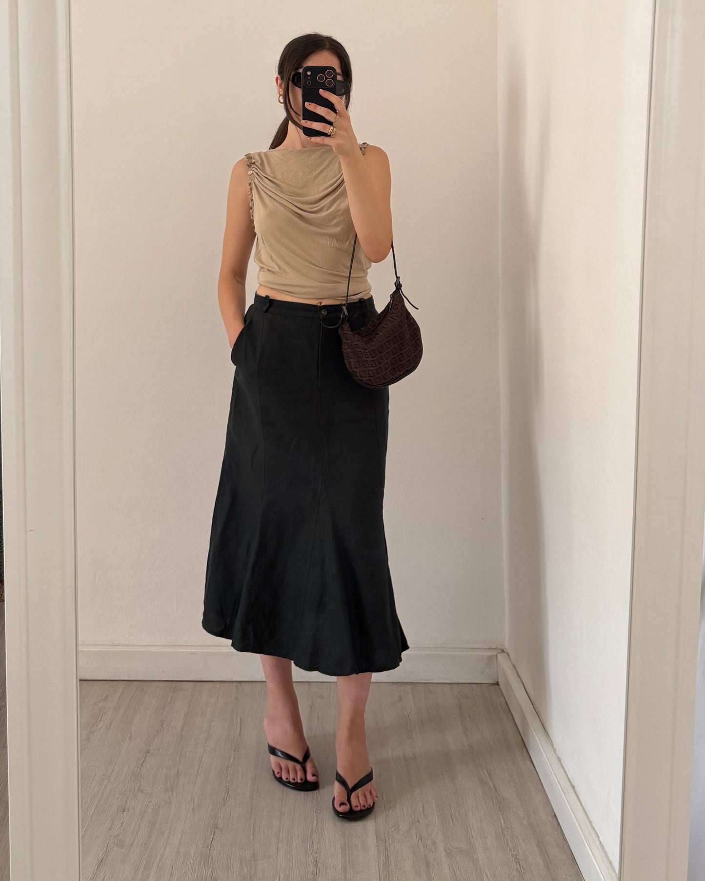 Max Mara linen midi skirt