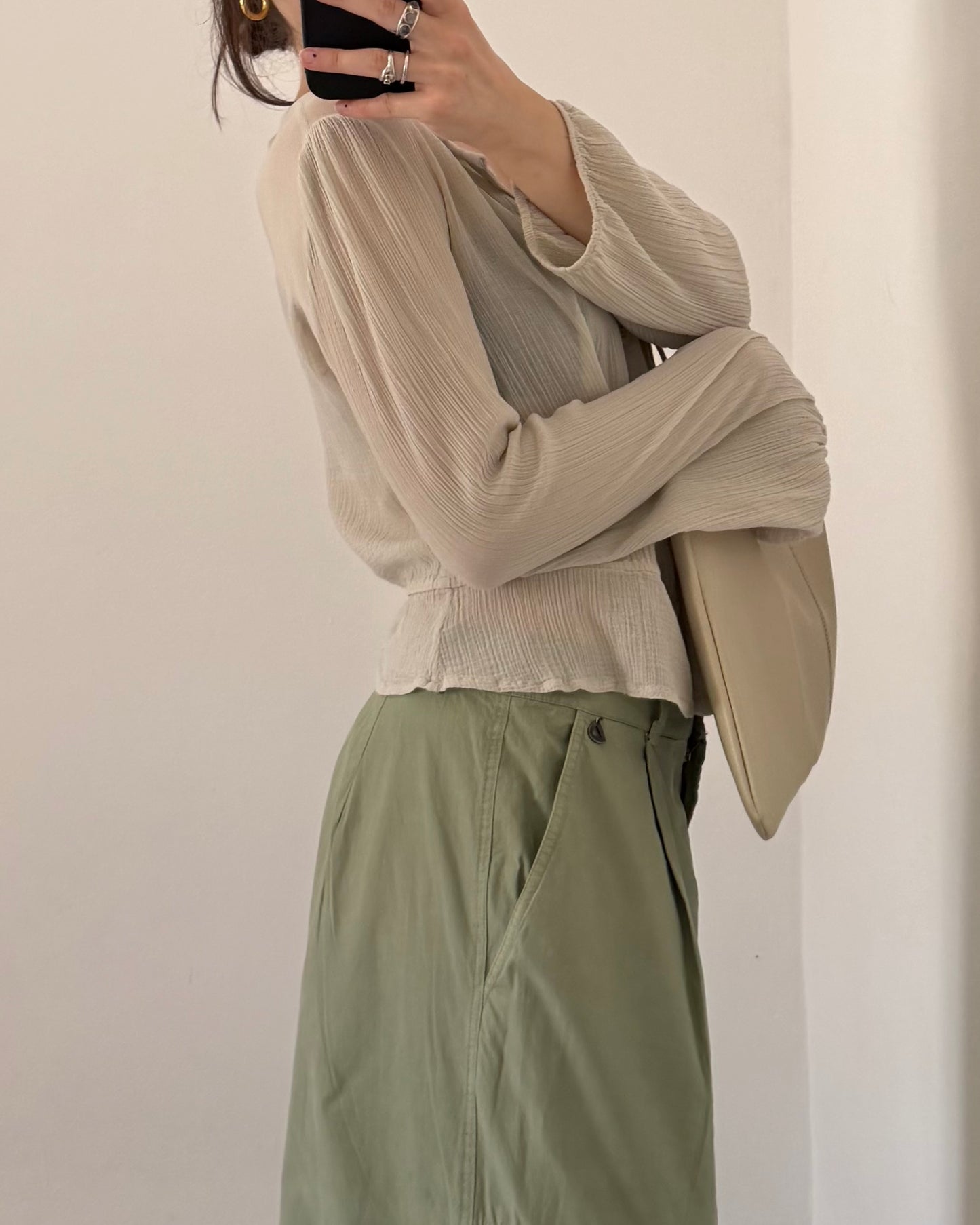 Wide leg cotton trousers