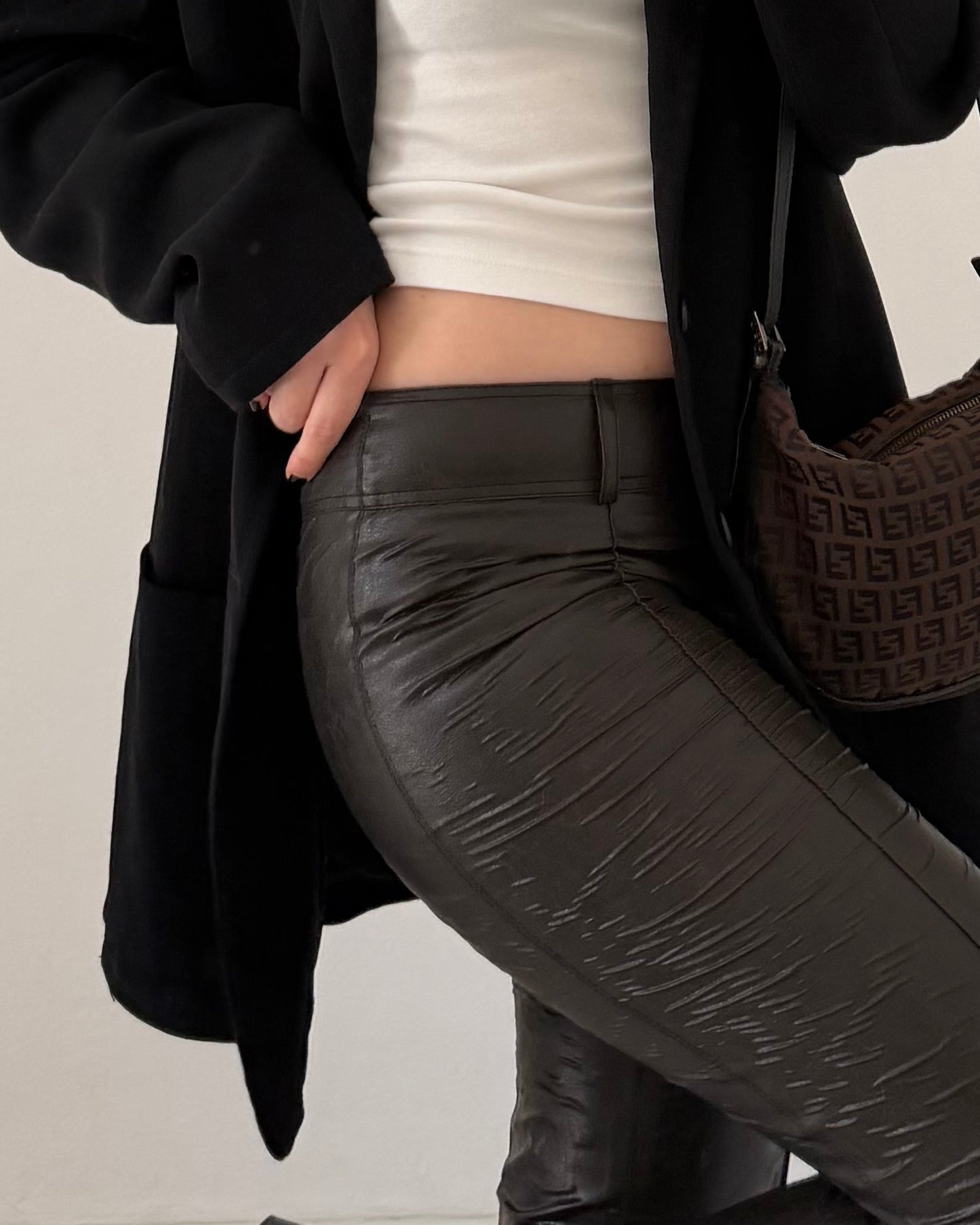 Faux leather brown pants