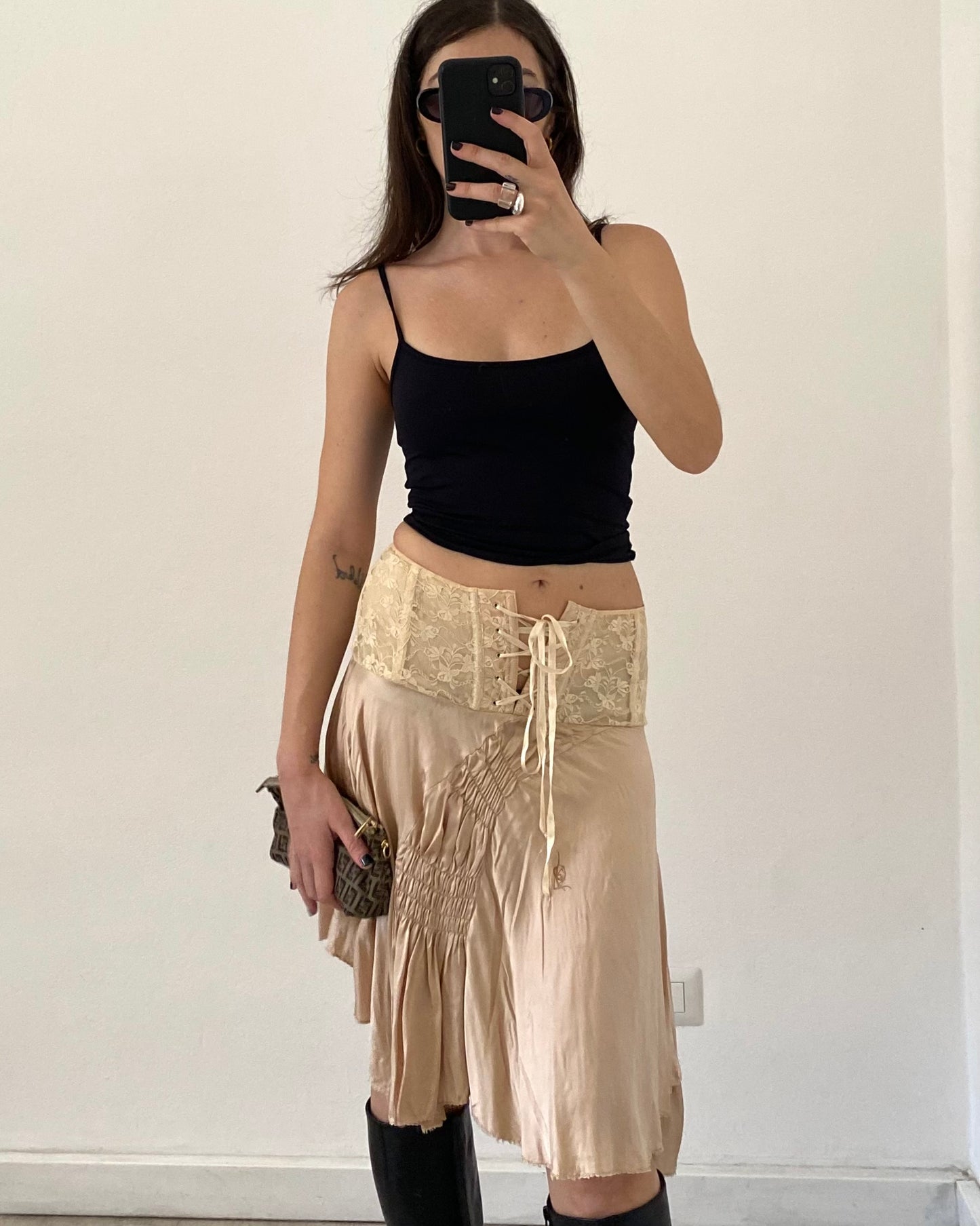 Silk draped skirt