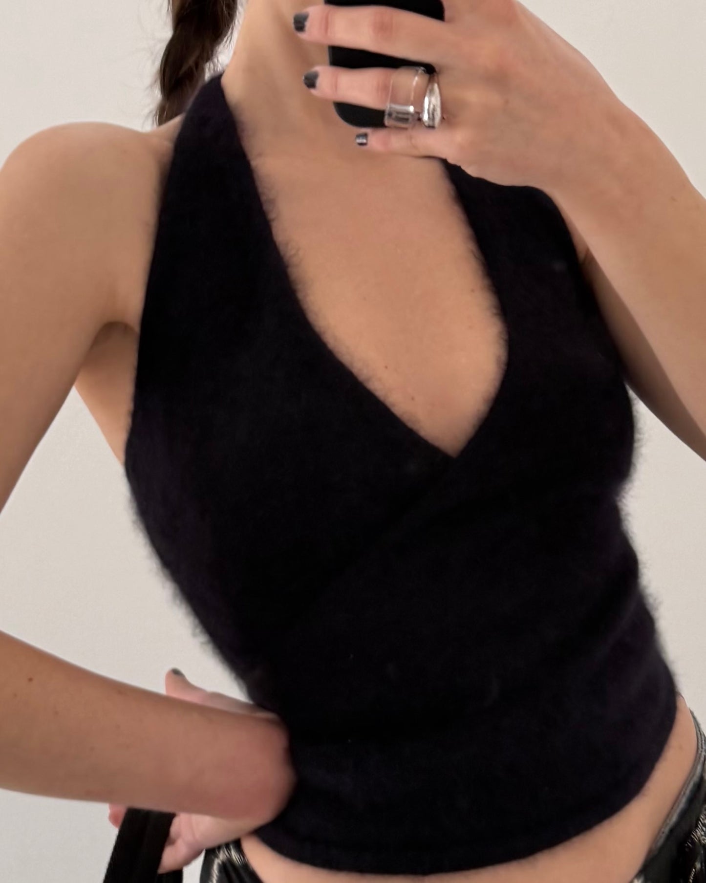 Angora halter neck top
