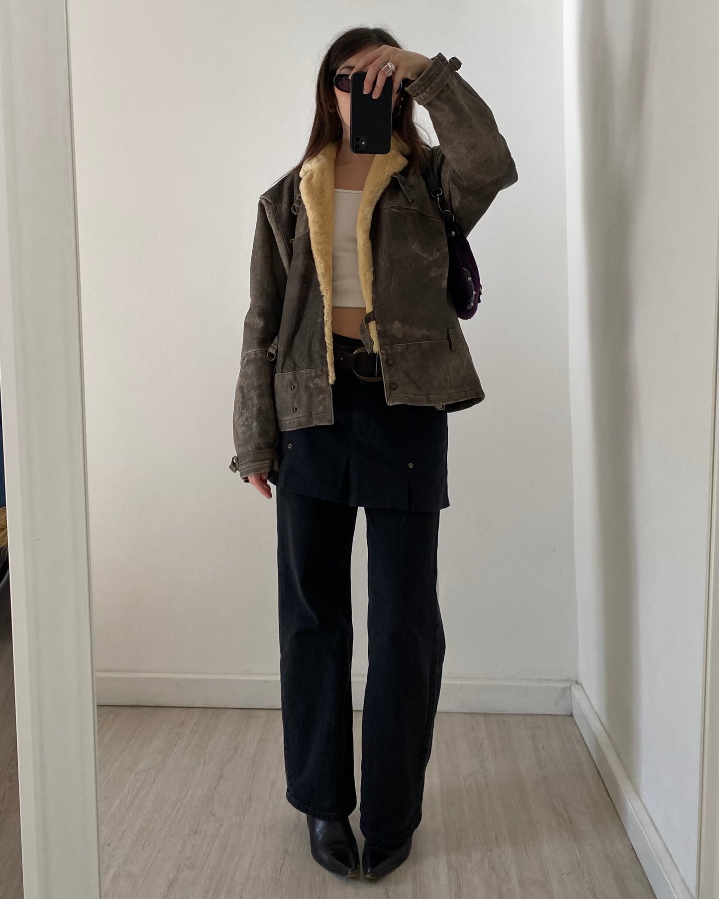 90s distressed leather jacket