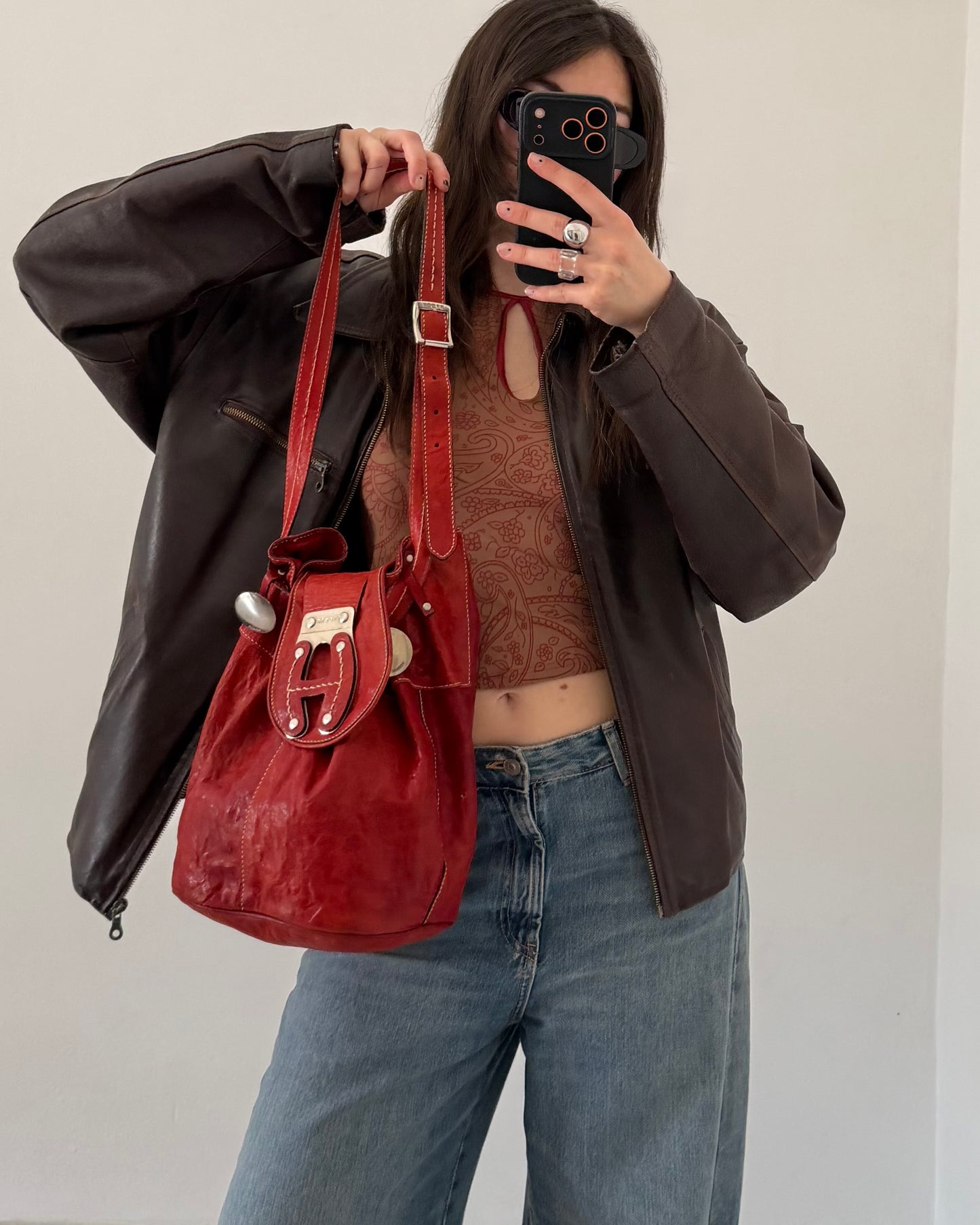 Hogan leather bucket bag
