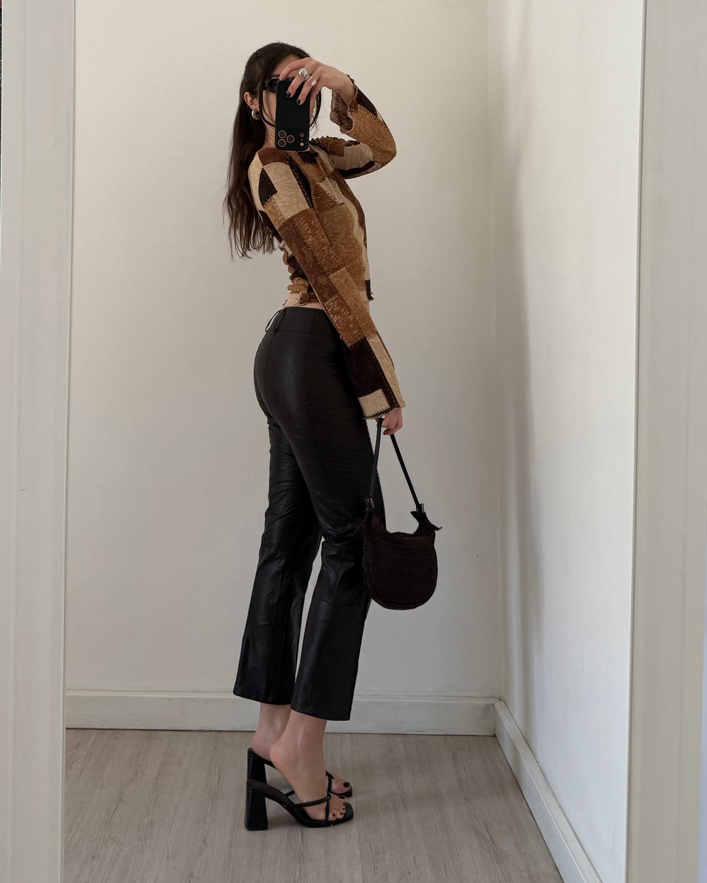 Faux leather brown pants