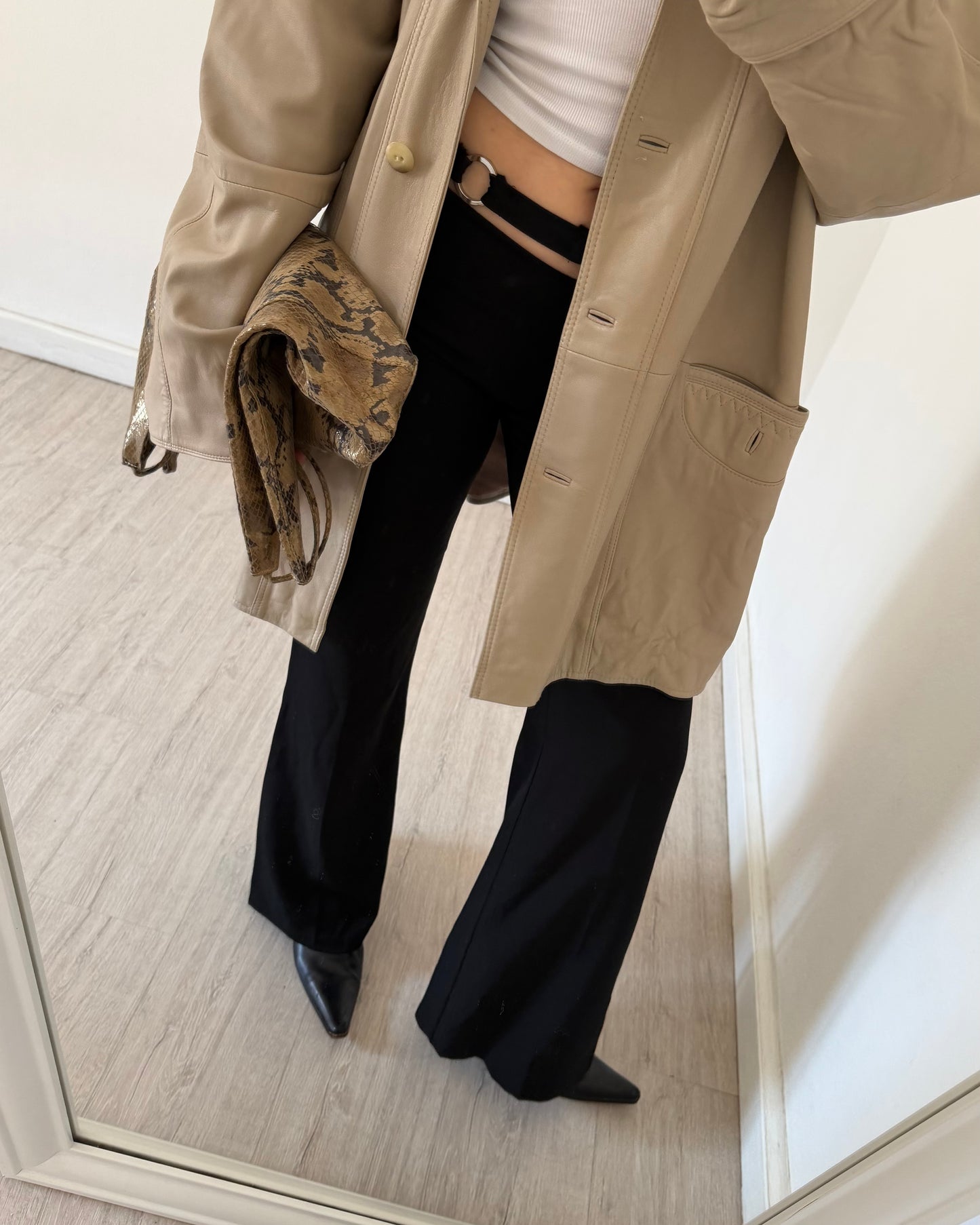 Nappa leather beige jacket