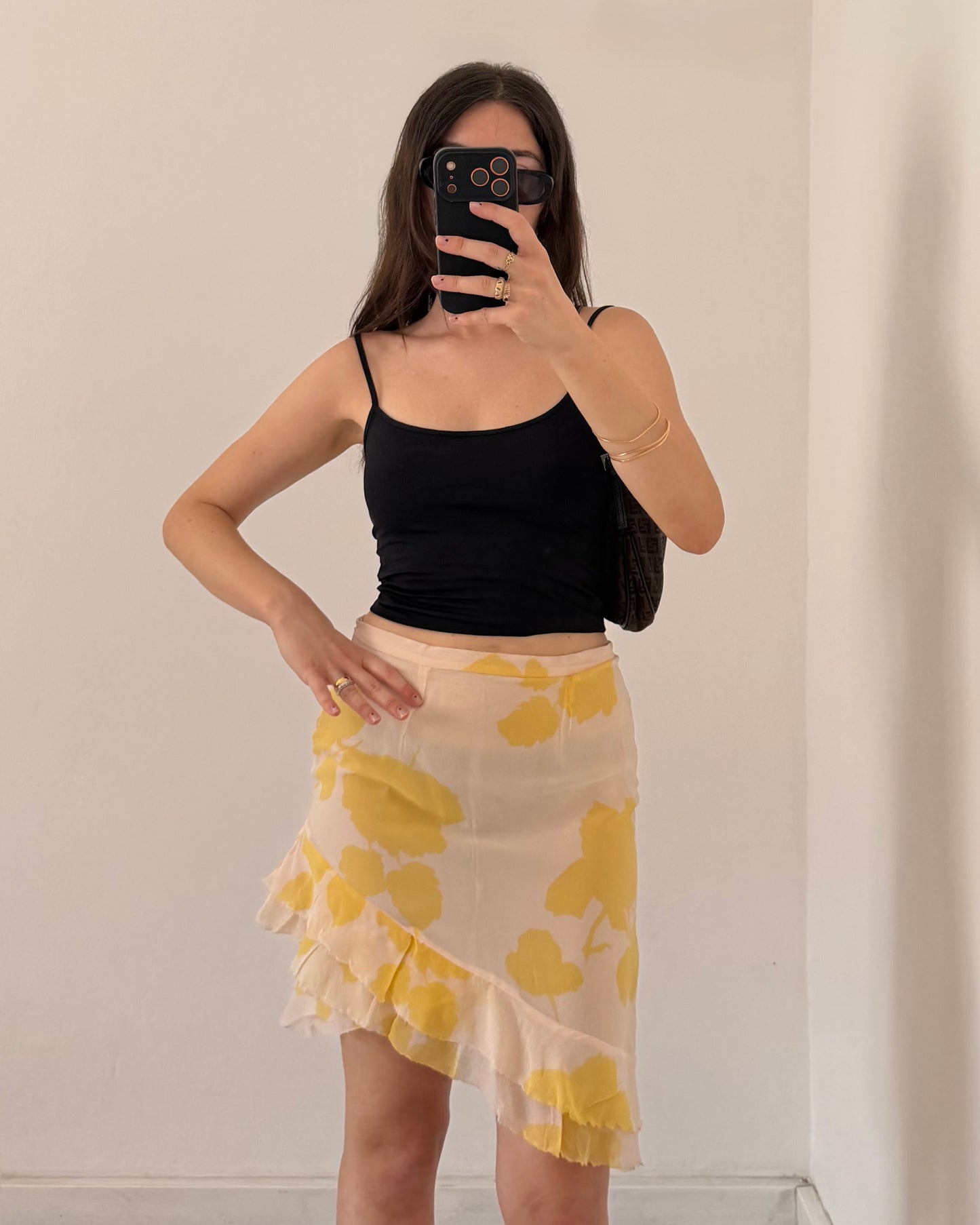 00s pastel yellow midi skirt