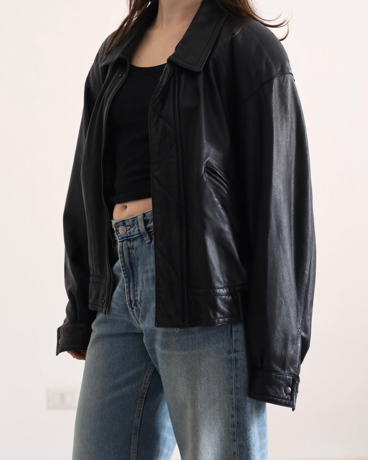 Longchamp leather bomber jacket