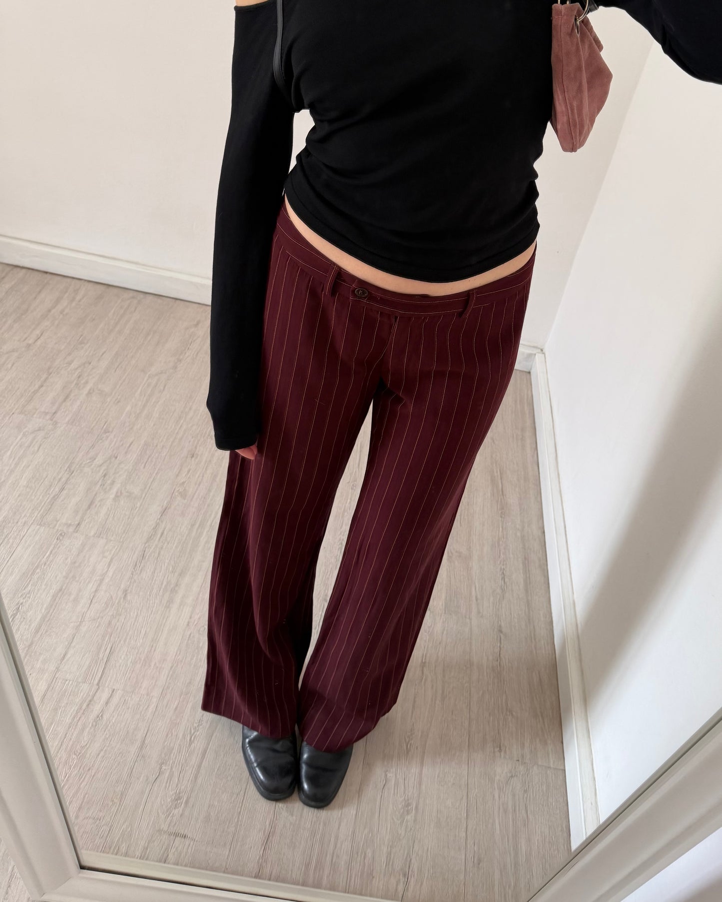 Pinstripe low rise trousers