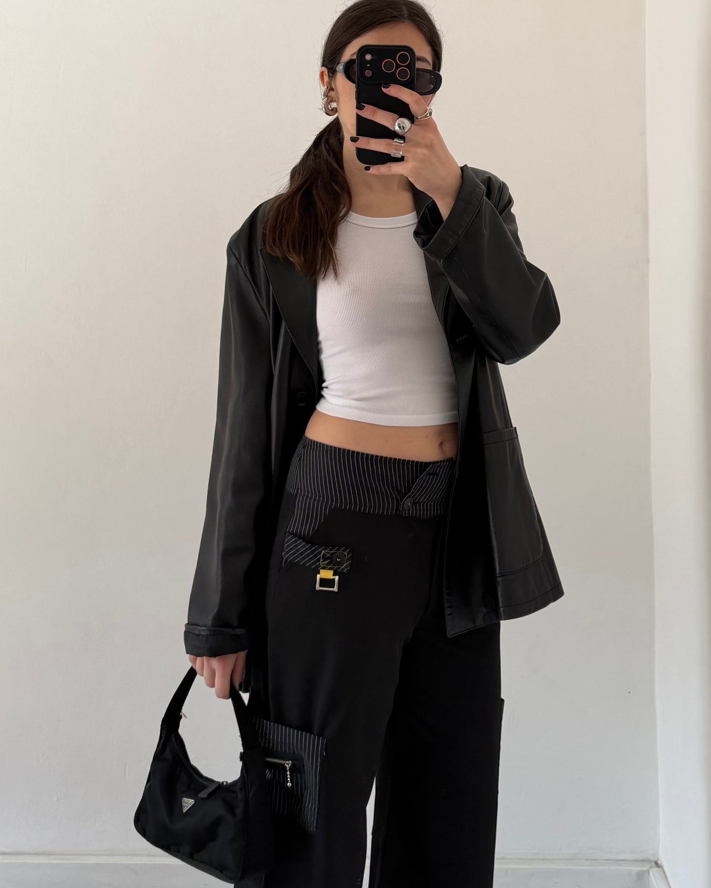 00s wide leg pinstripe trousers