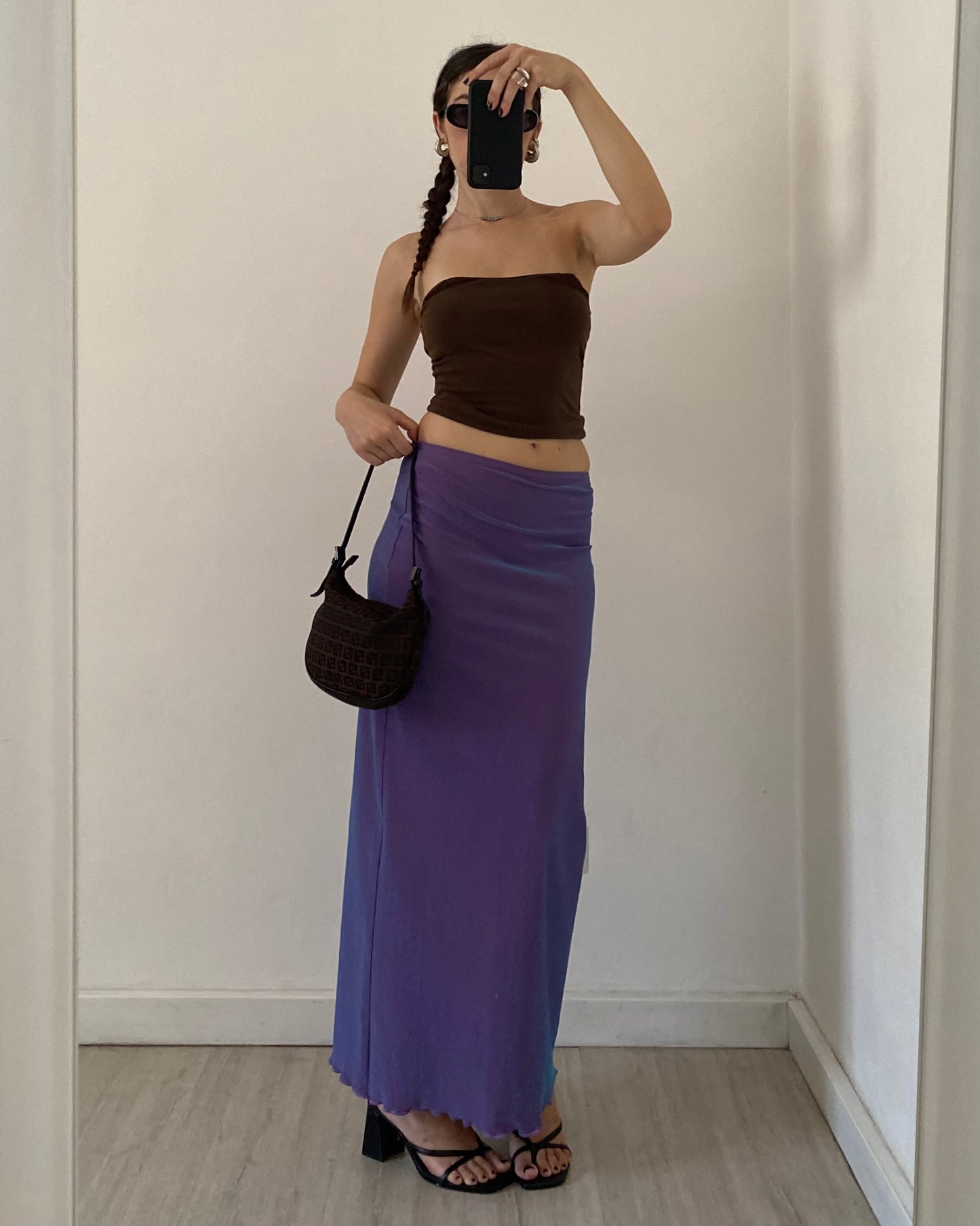 00s iridescent maxi skirt