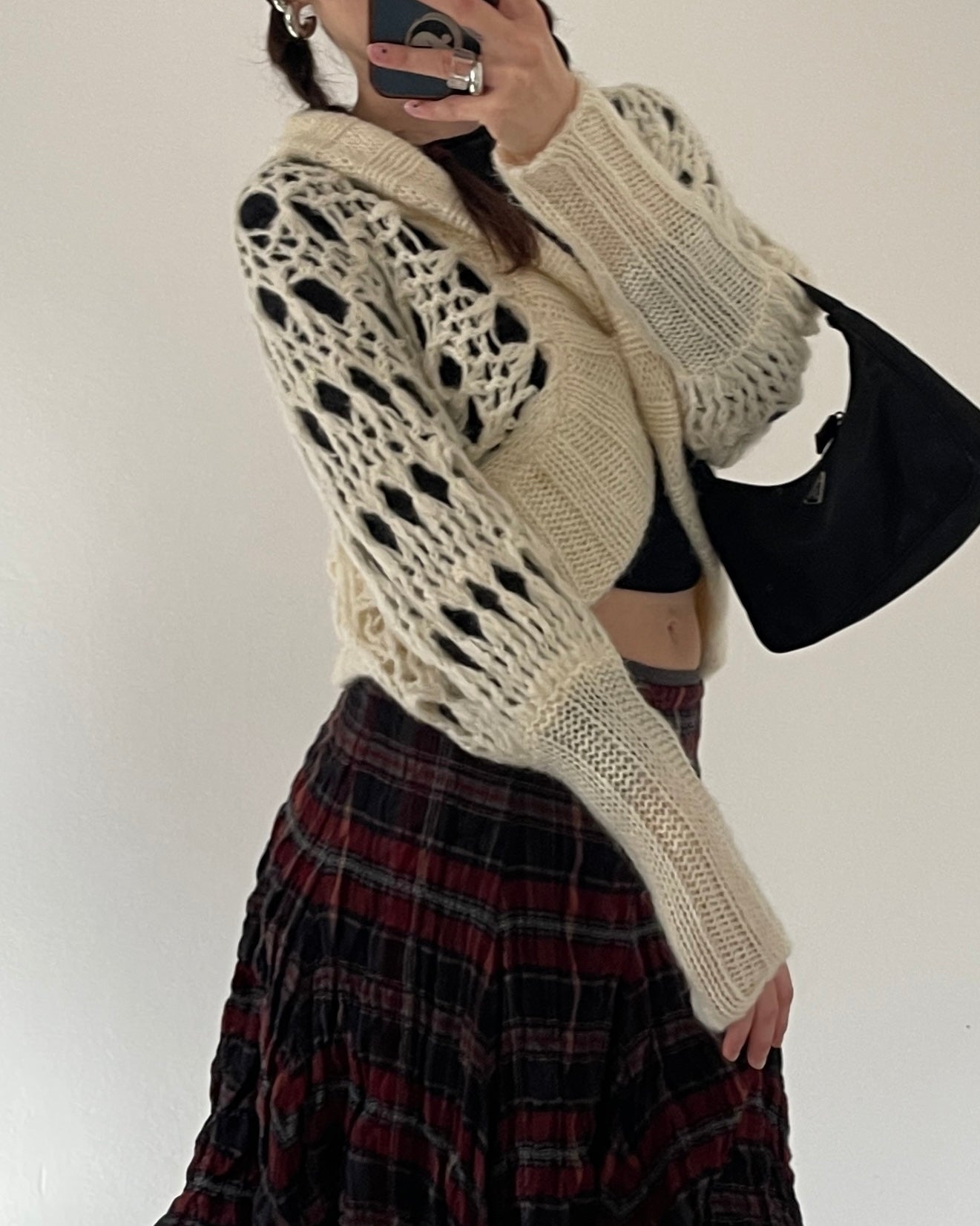 Openwork chunky wool cardigan