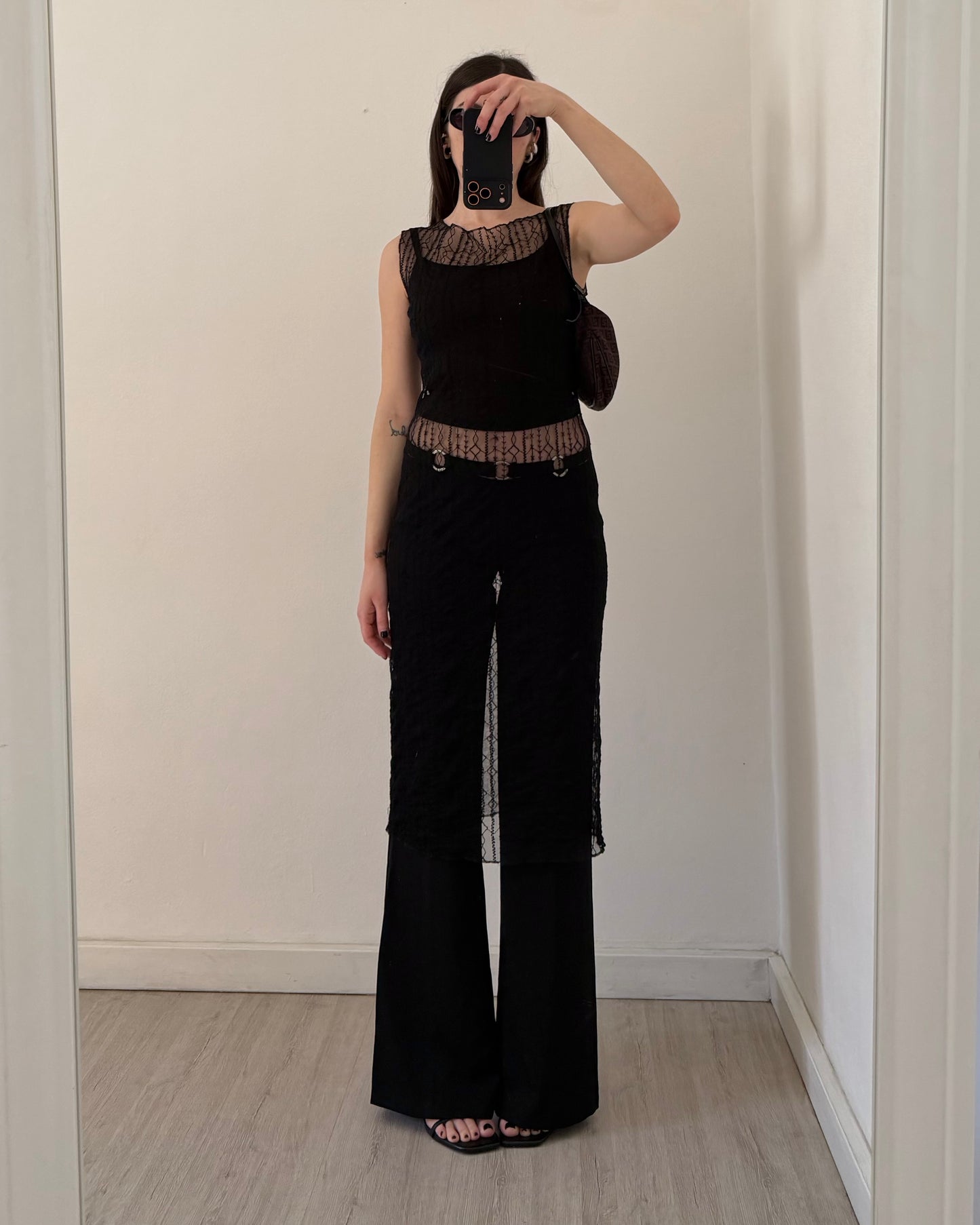 Black sheer midi dress