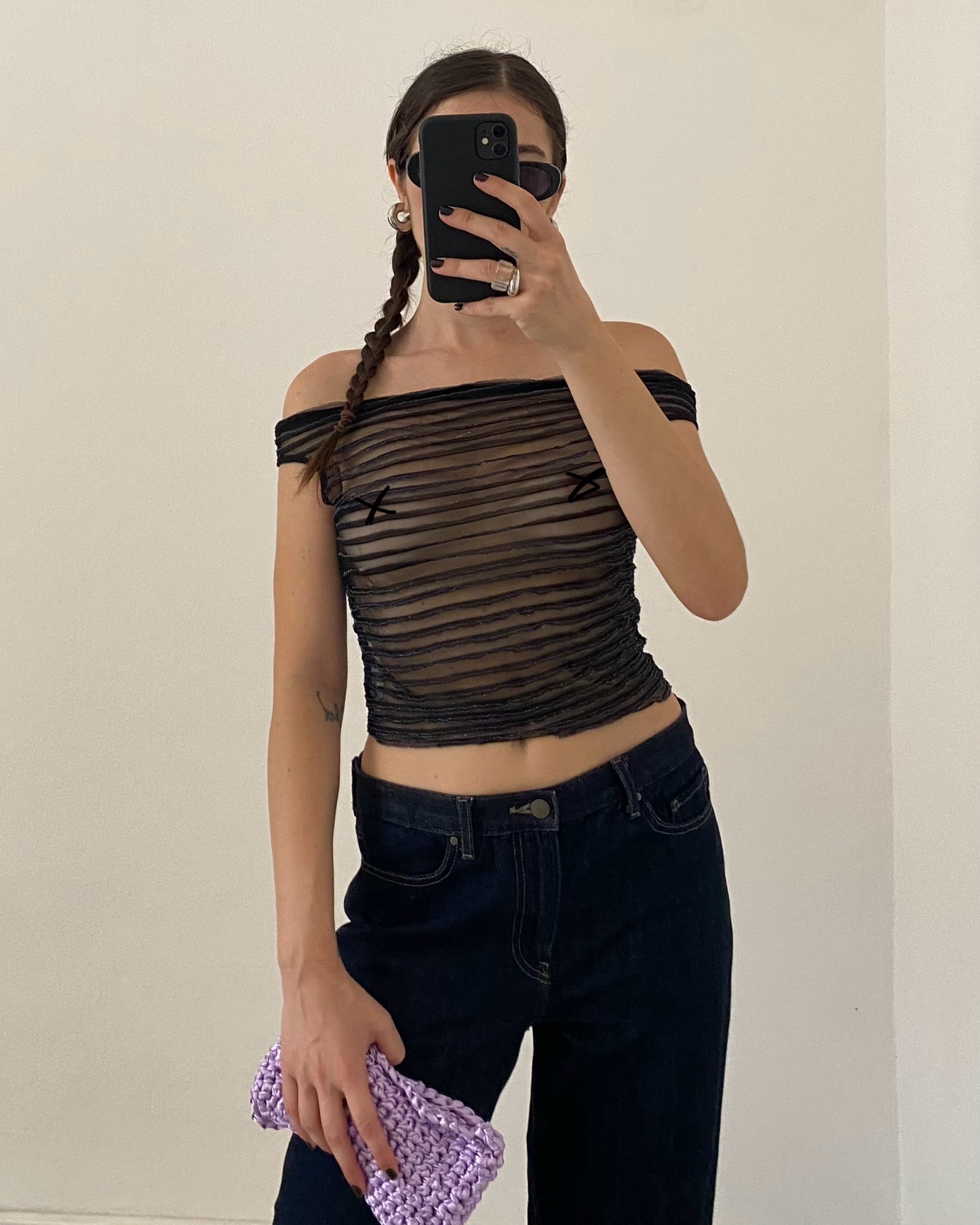 00s sheer top with lurex details